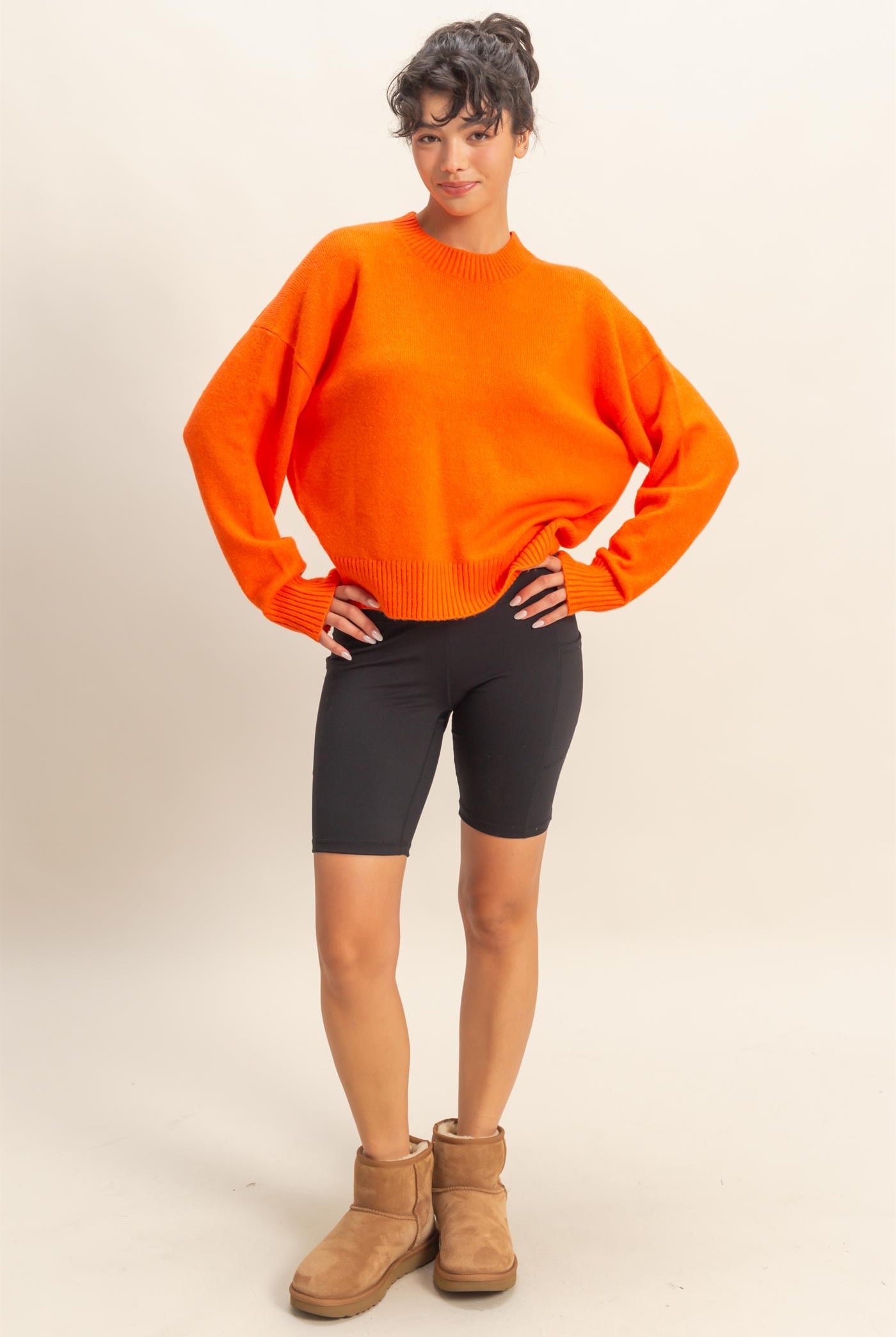 Wholesale Crewneck Sweater Sweaters DZ25E787 ORANGE RED DOUBLE ZERO