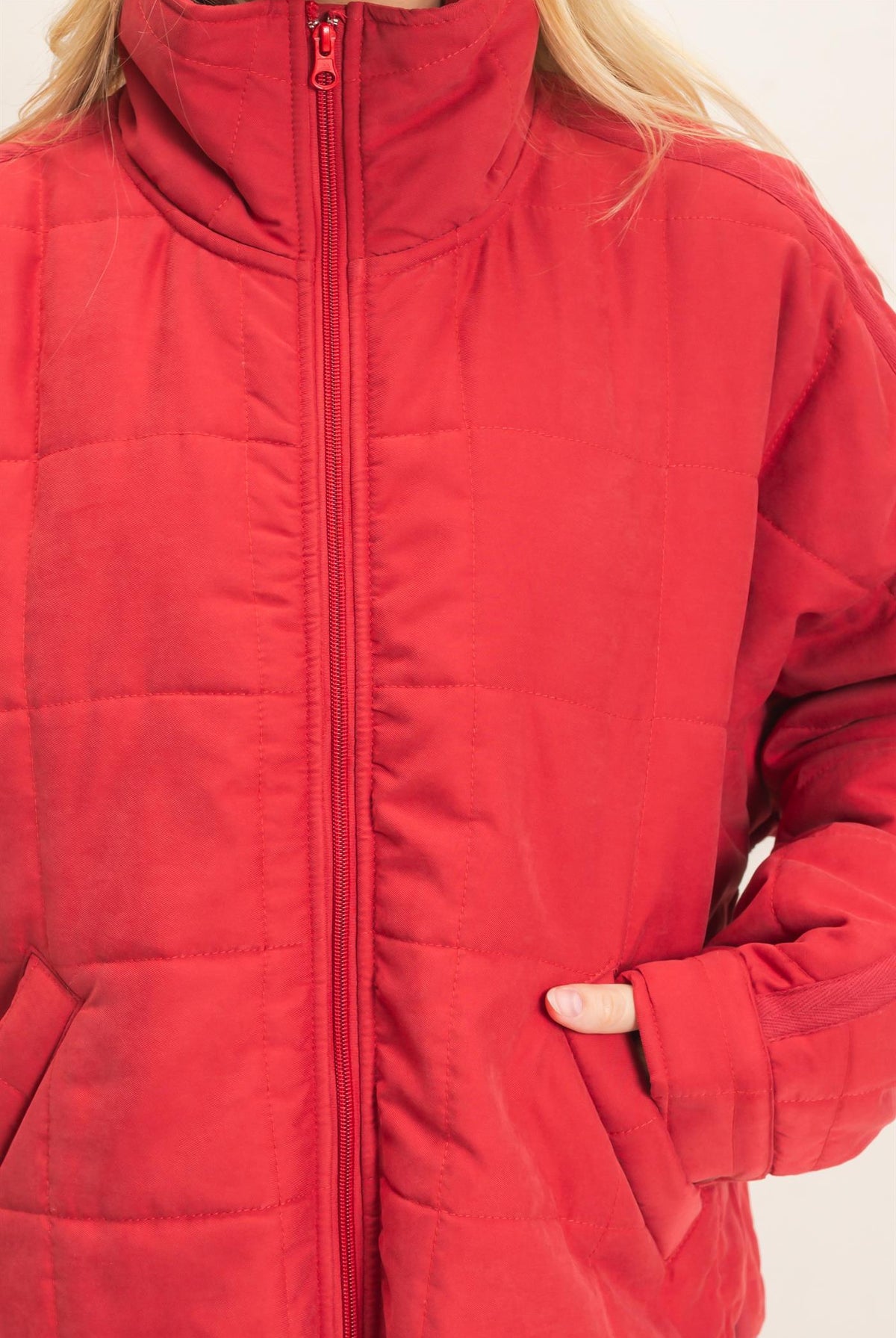 Wholesale Quilted High Collar Jacket Coats & Jackets HF26F167-D BRICK HYFVE