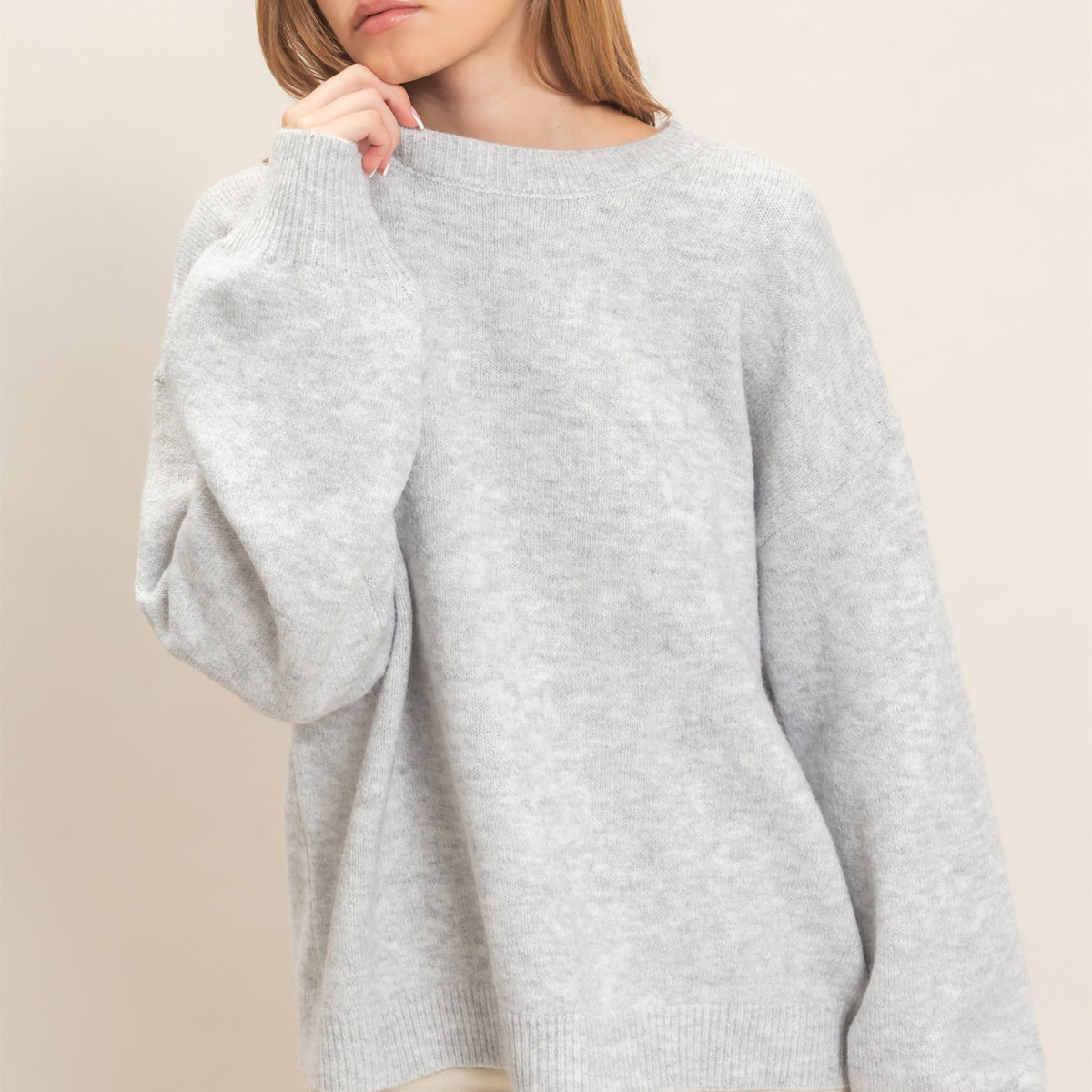 Wholesale Open Back Sweater With Organza Bows Sweaters HF26F149 SILVER GRAY HYFVE