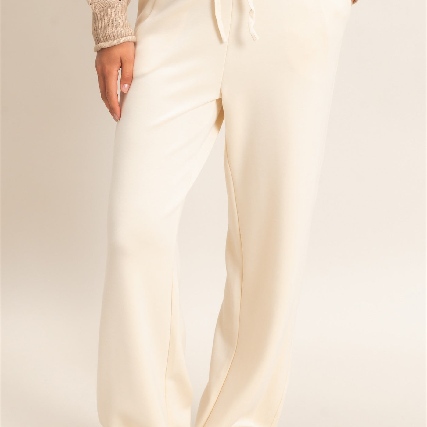 Wholesale Elastic Waist Straight Leg Pants Pants DZ26C969 ALPACA DOUBLE ZERO