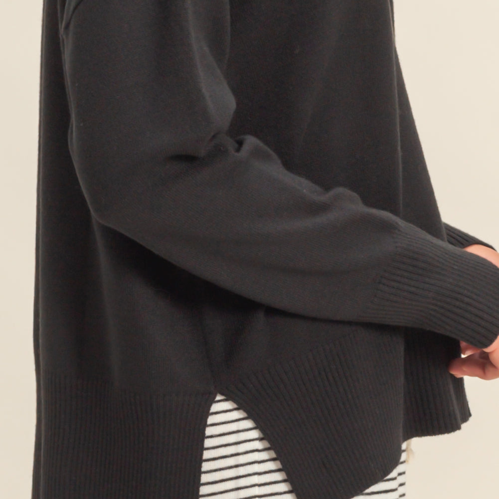 Wholesale Not A Player Roll Neck Drop Shoulder Sweater Sweaters DZ25C938 BLACK DOUBLE ZERO