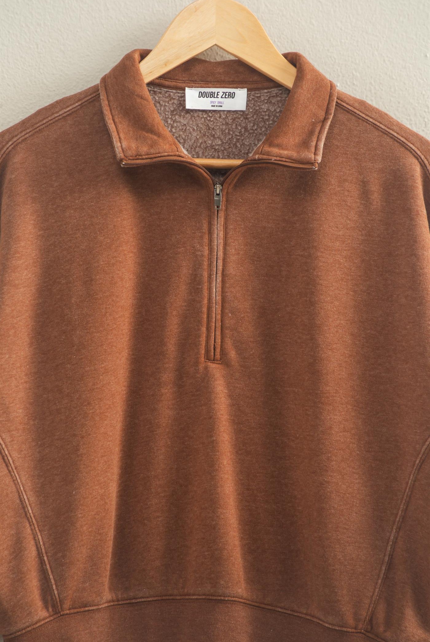 Wholesale Love This Way Half-Zip Sweatshirt Sweatshirts DZ25C908 CHESTNUT DOUBLE ZERO
