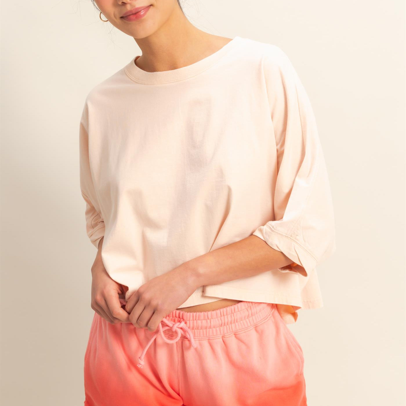 Wholesale Flowy Bat Wing Sleeves Knit Top Clothing Tops DZ25A797 DUSTY PINK DOUBLE ZERO