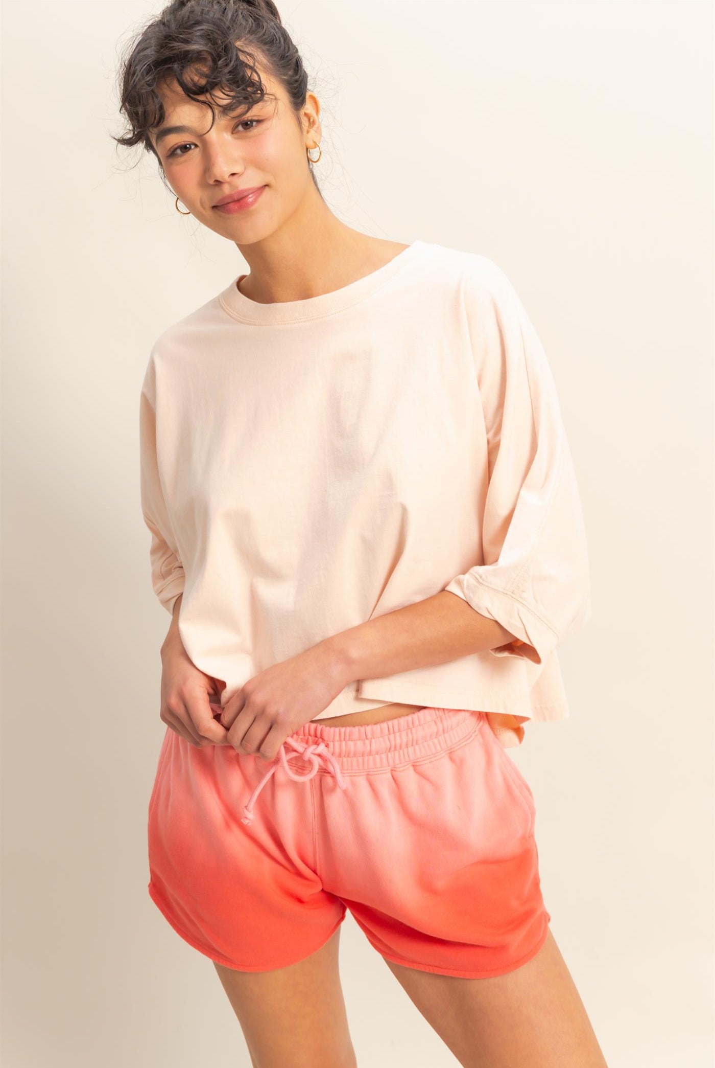 Wholesale Flowy Bat Wing Sleeves Knit Top Clothing Tops DZ25A797 DUSTY PINK DOUBLE ZERO