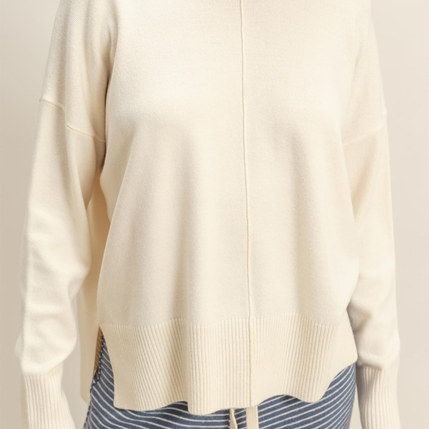 Wholesale Not A Player Roll Neck Drop Shoulder Sweater Sweaters DZ25C938 CREAM DOUBLE ZERO