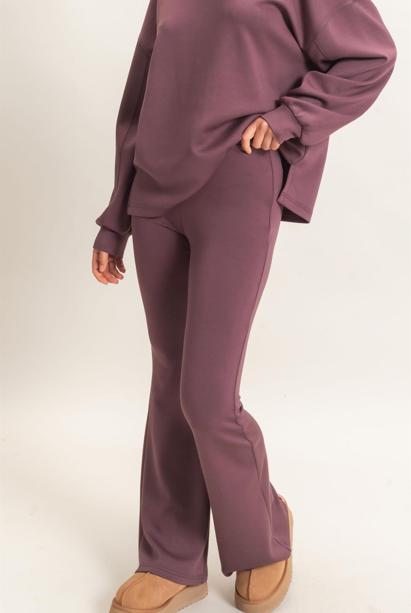Wholesale Flared Elastic Waist Pants Pants DZ26E393 COCOA DOUBLE ZERO