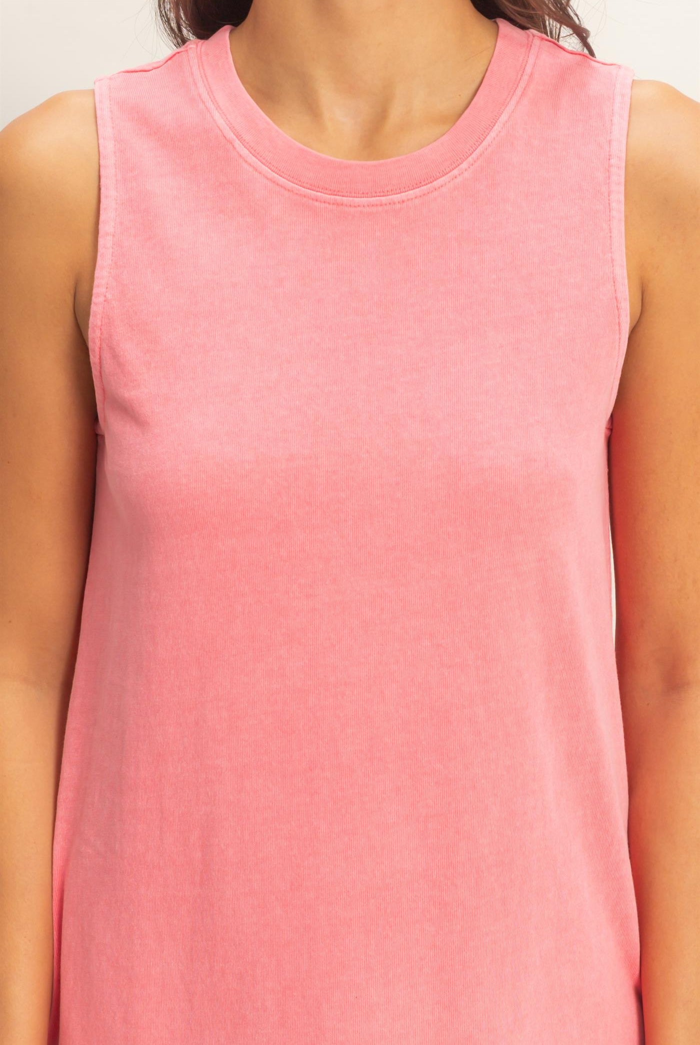 Wholesale Pigment Dyed Sleeveless Mini Dres Dresses DZ26A745 TAFFY PINK DOUBLE ZERO