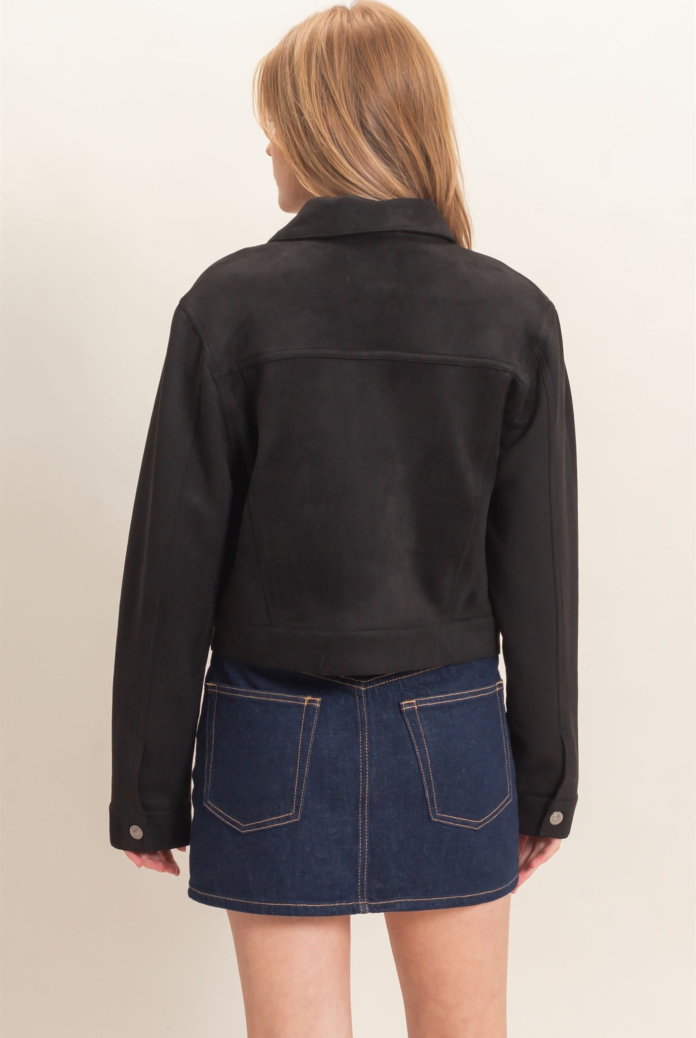 Wholesale Button-Up Suede Jacket Coats & Jackets HF26C772 BLACK HYFVE