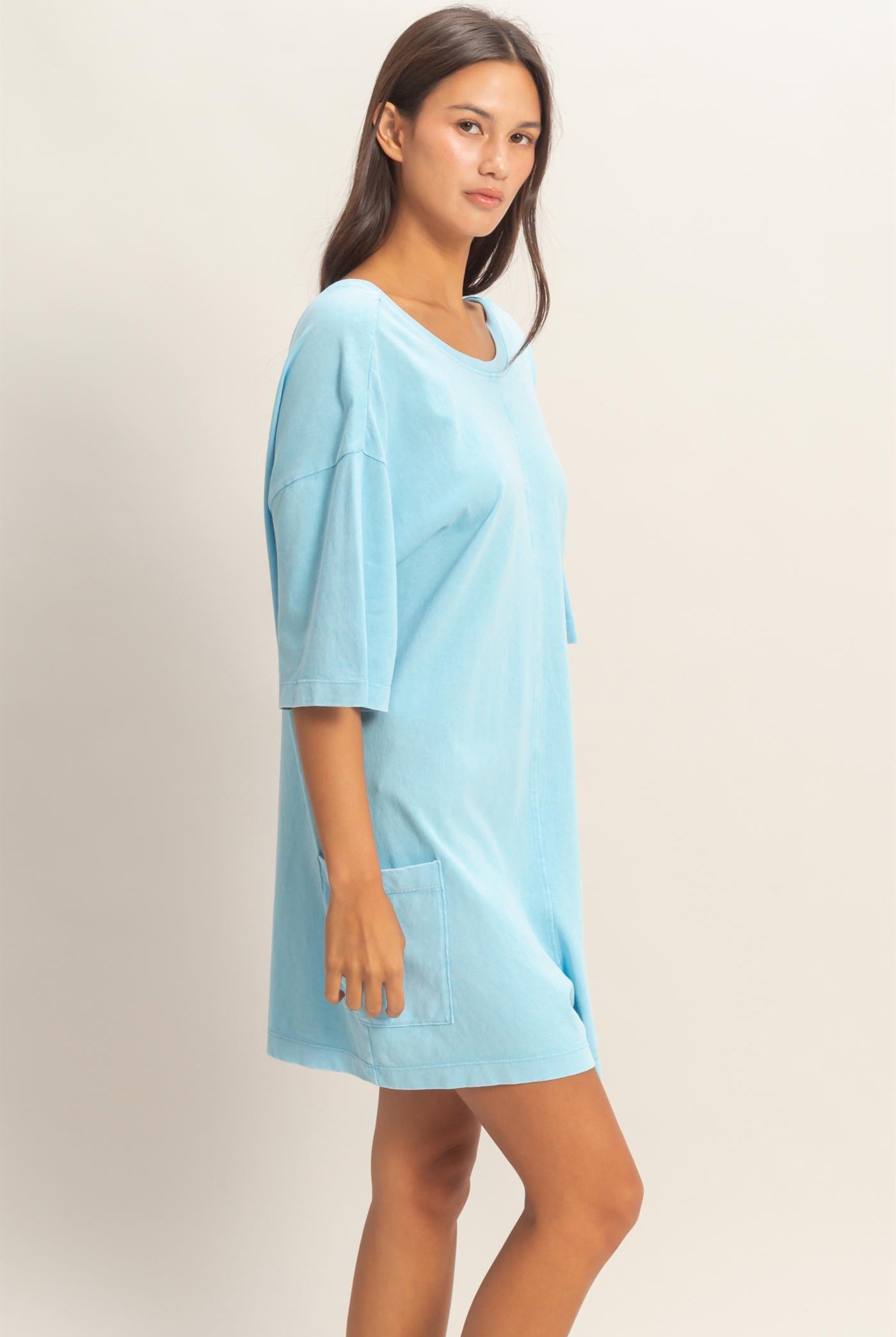 Wholesale Mineral Washed V-Back Romper Clothing DZ26A326 BLUE HYFVE