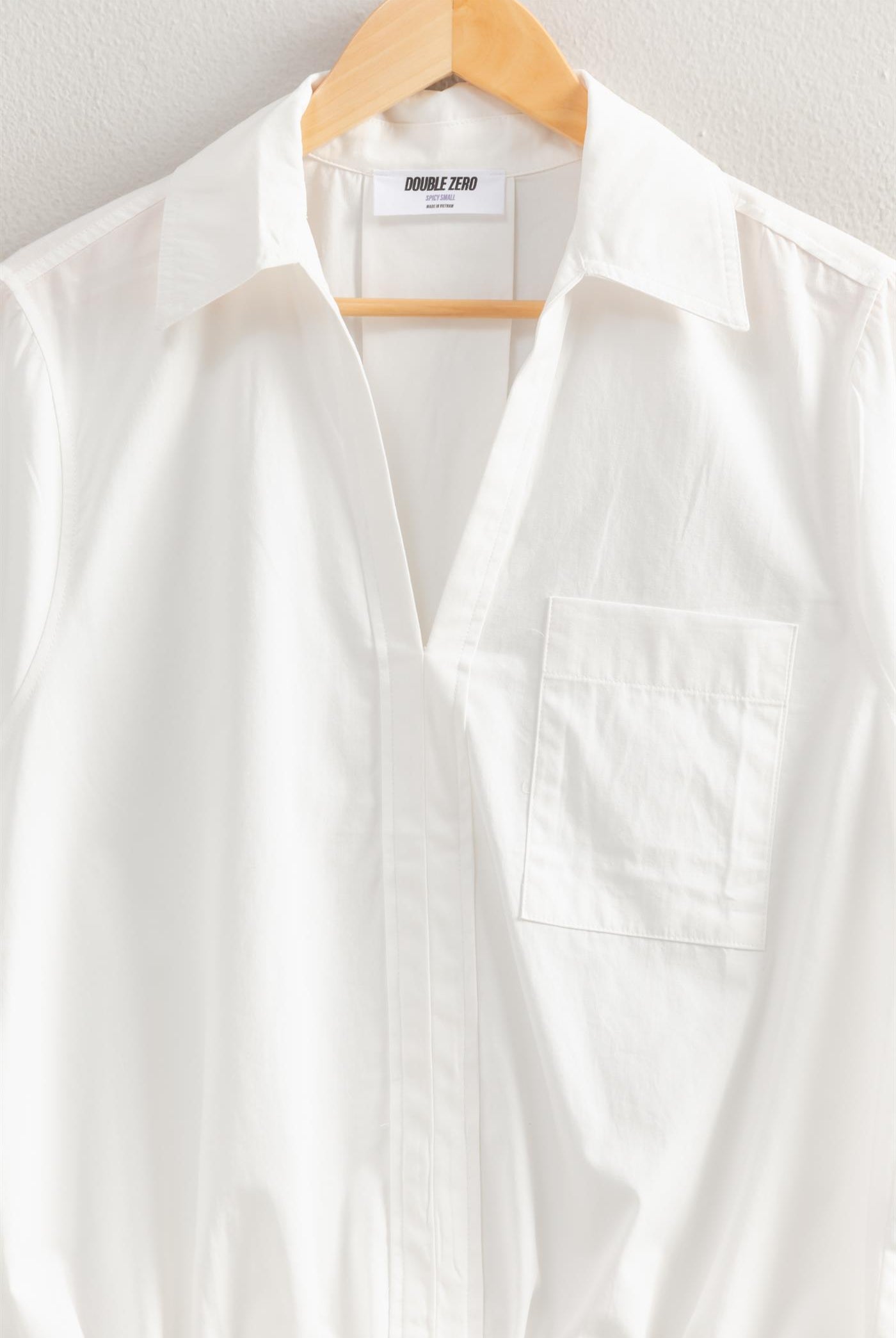Wholesale Bubble Hem Relaxed Fit Shirt Polos DZ25E081 WHITE DOUBLE ZERO
