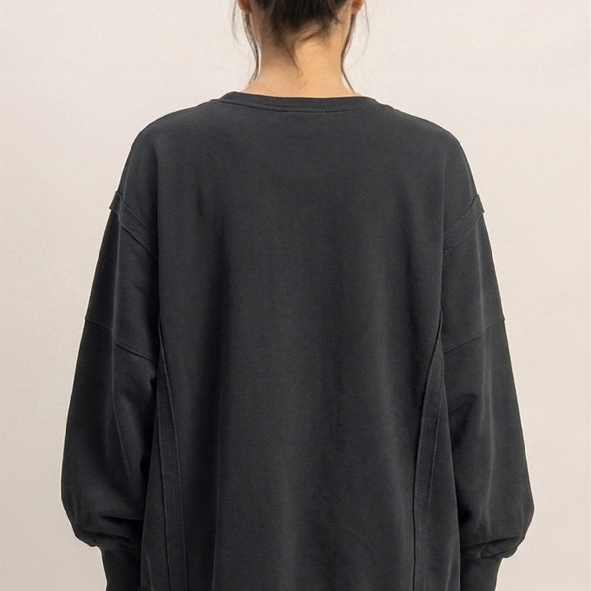 Wholesale Pigment Dye Oversized Raw Edge Sweatshirt Sweatshirts DZ26C737 BLACK DOUBLE ZERO