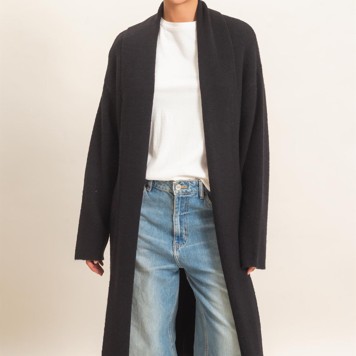 Wholesale Duster Cardigan Sweaters DZ26E267 BLACK DOUBLE ZERO