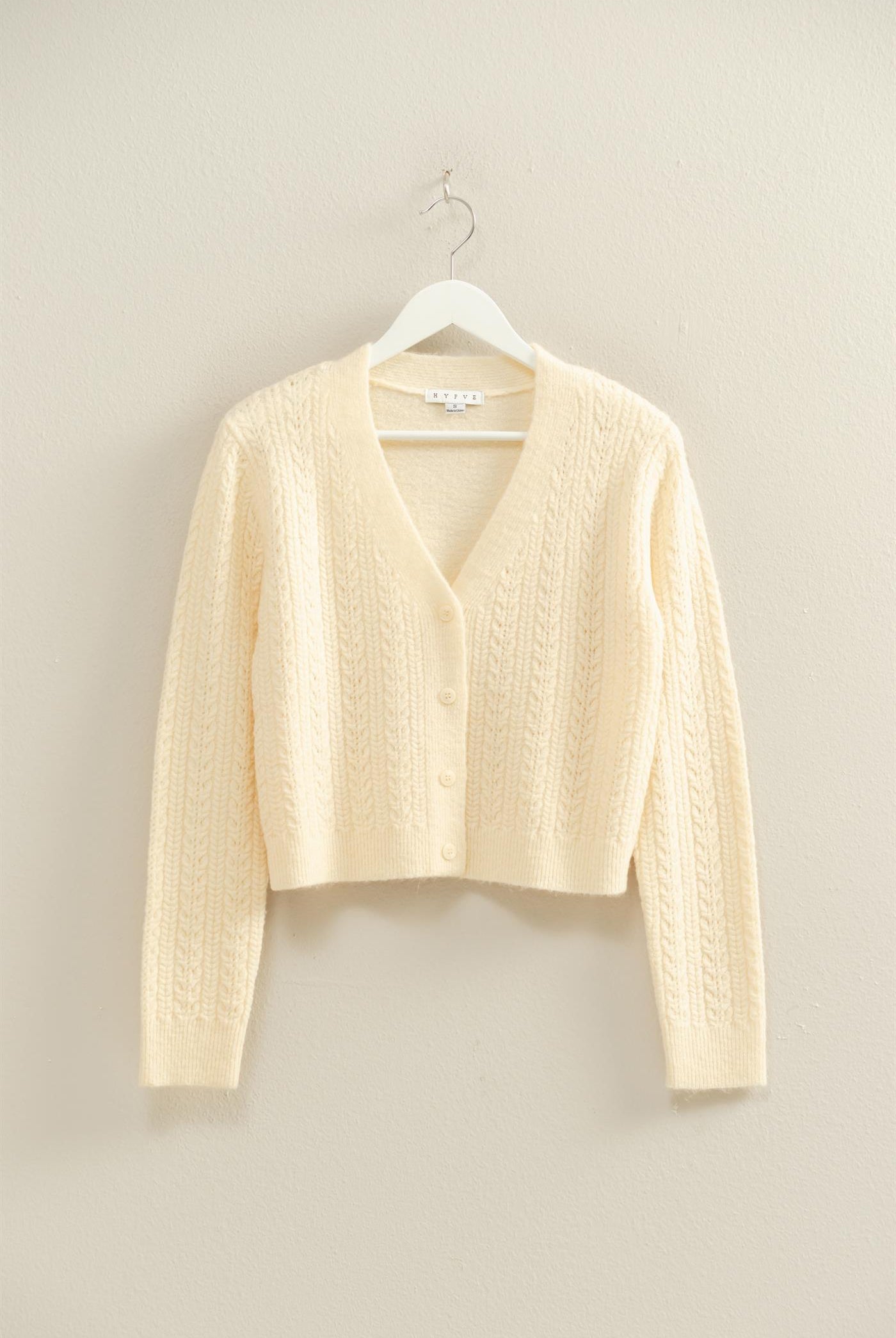 Wholesale Buttoned Cable Knit Sweater Cardigans HF25E396 OATMEAL DOUBLE ZERO
