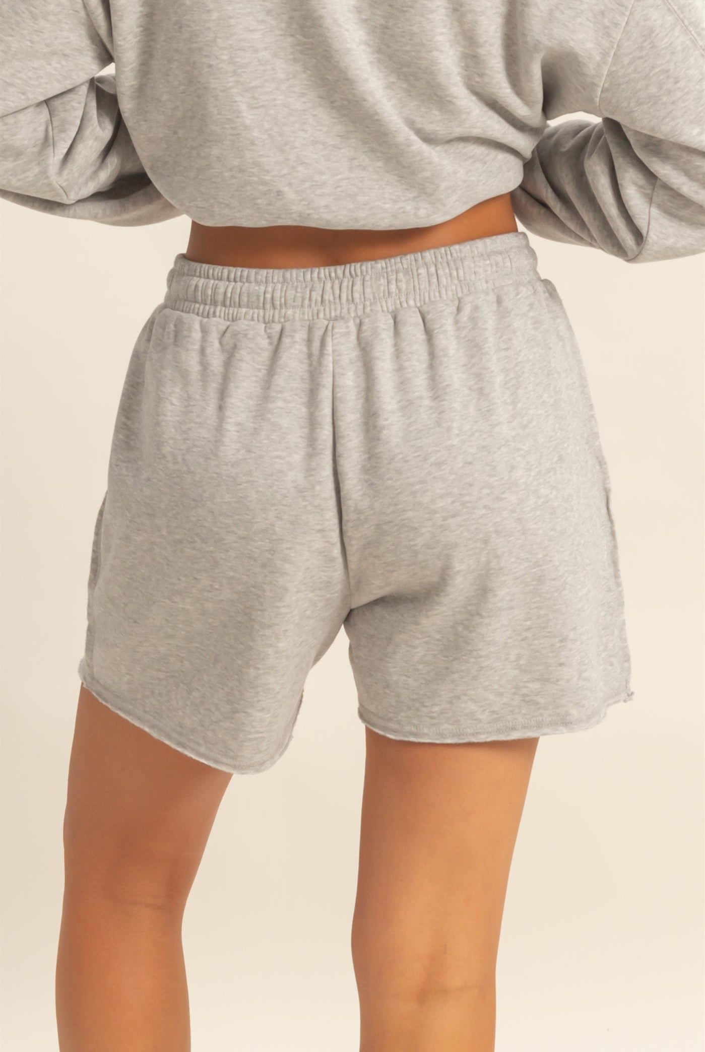 Wholesale Drawstring Burnout French Terry Shorts Shorts DZ26A328 HEATHER GRAY DOUBLE ZERO