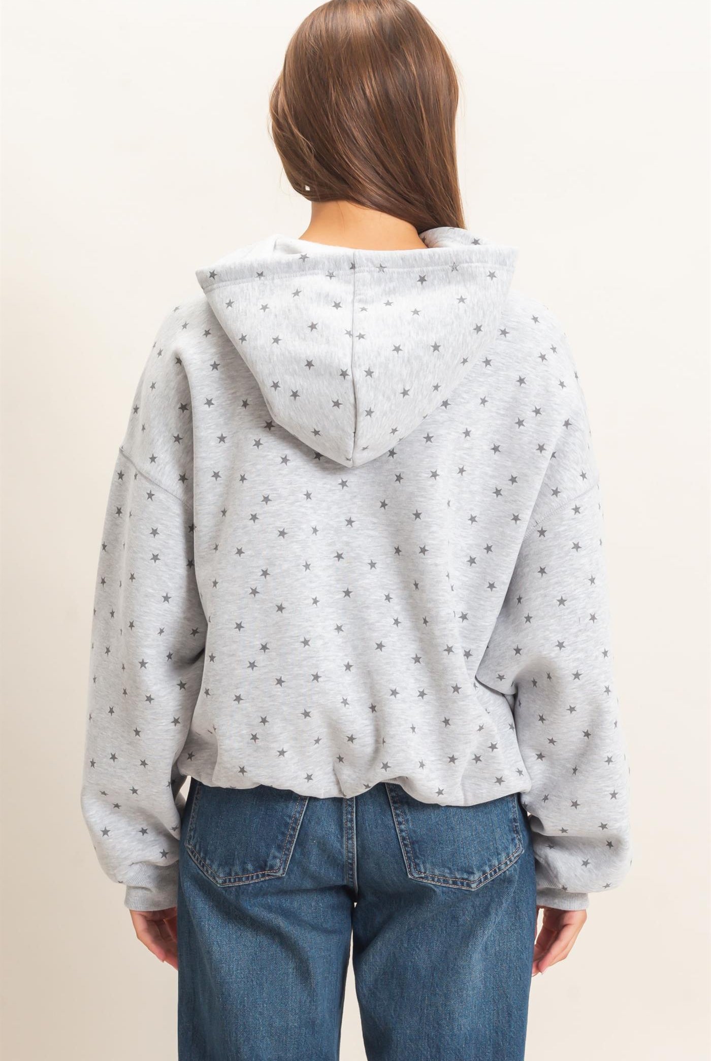Wholesale Star Print Bubble Hoodie Hoodies DZ26C911 HEATHER GRAY DOUBLE ZERO