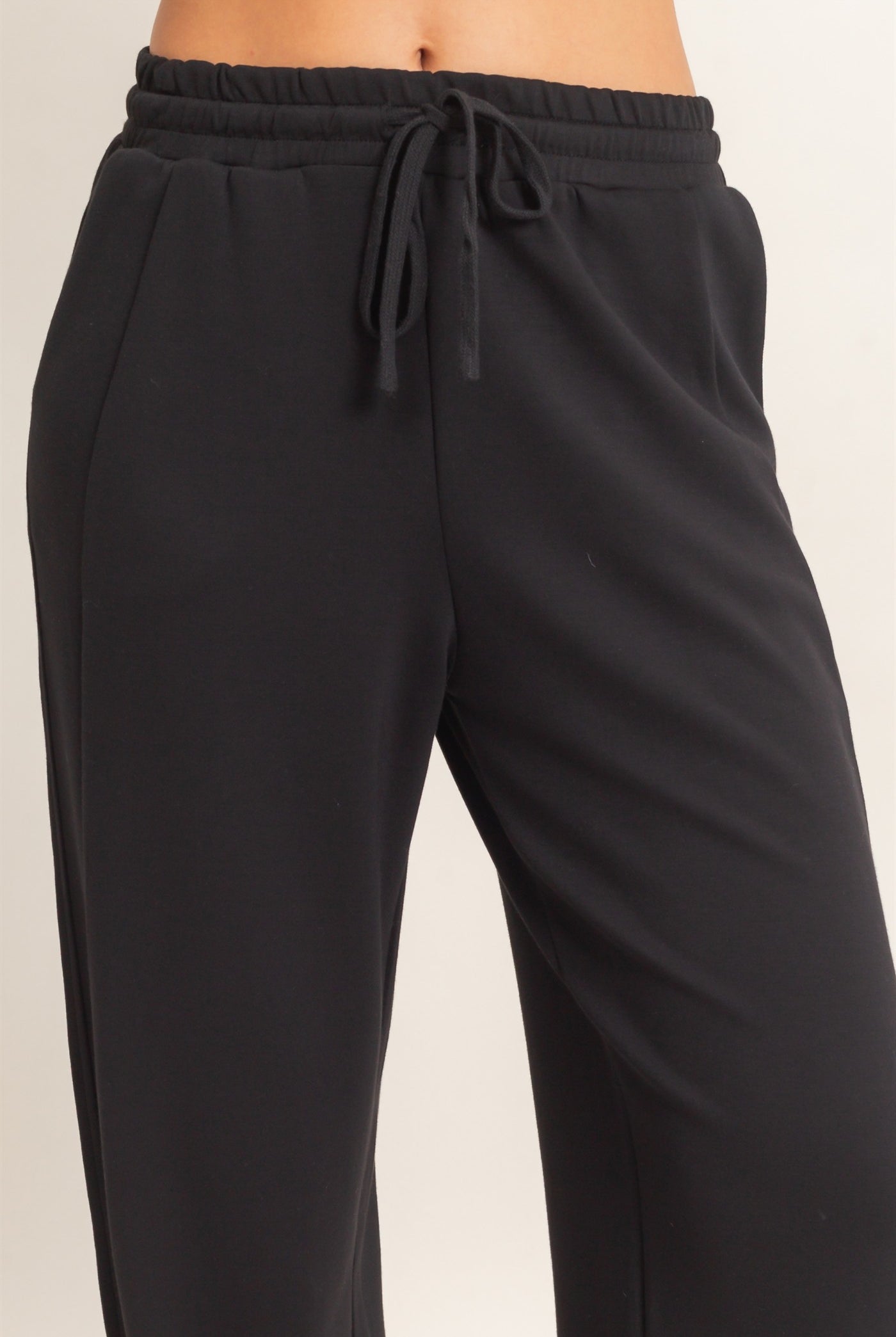 Wholesale Elastic Waist Straight Leg Pants Pants DZ26C969 BLACK DOUBLE ZERO