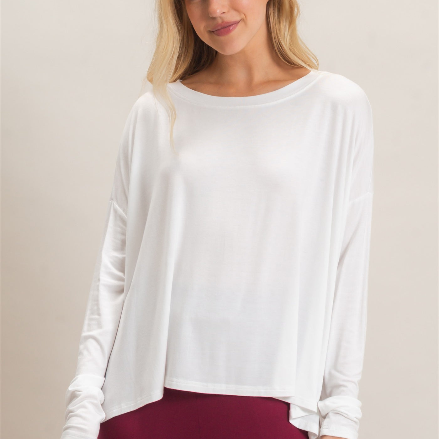 Wholesale Boat Neck Boxy Top Clothing Tops HF26F298 OFF WHITE HYFVE