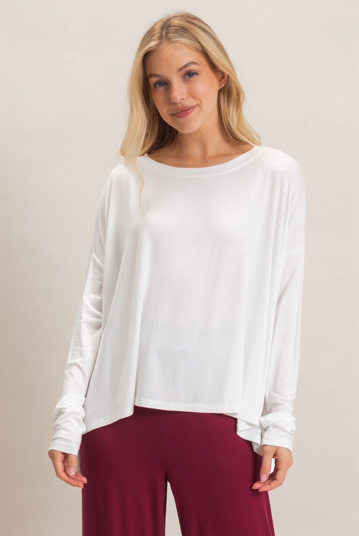 Wholesale Boat Neck Boxy Top Clothing Tops HF26F298 OFF WHITE HYFVE