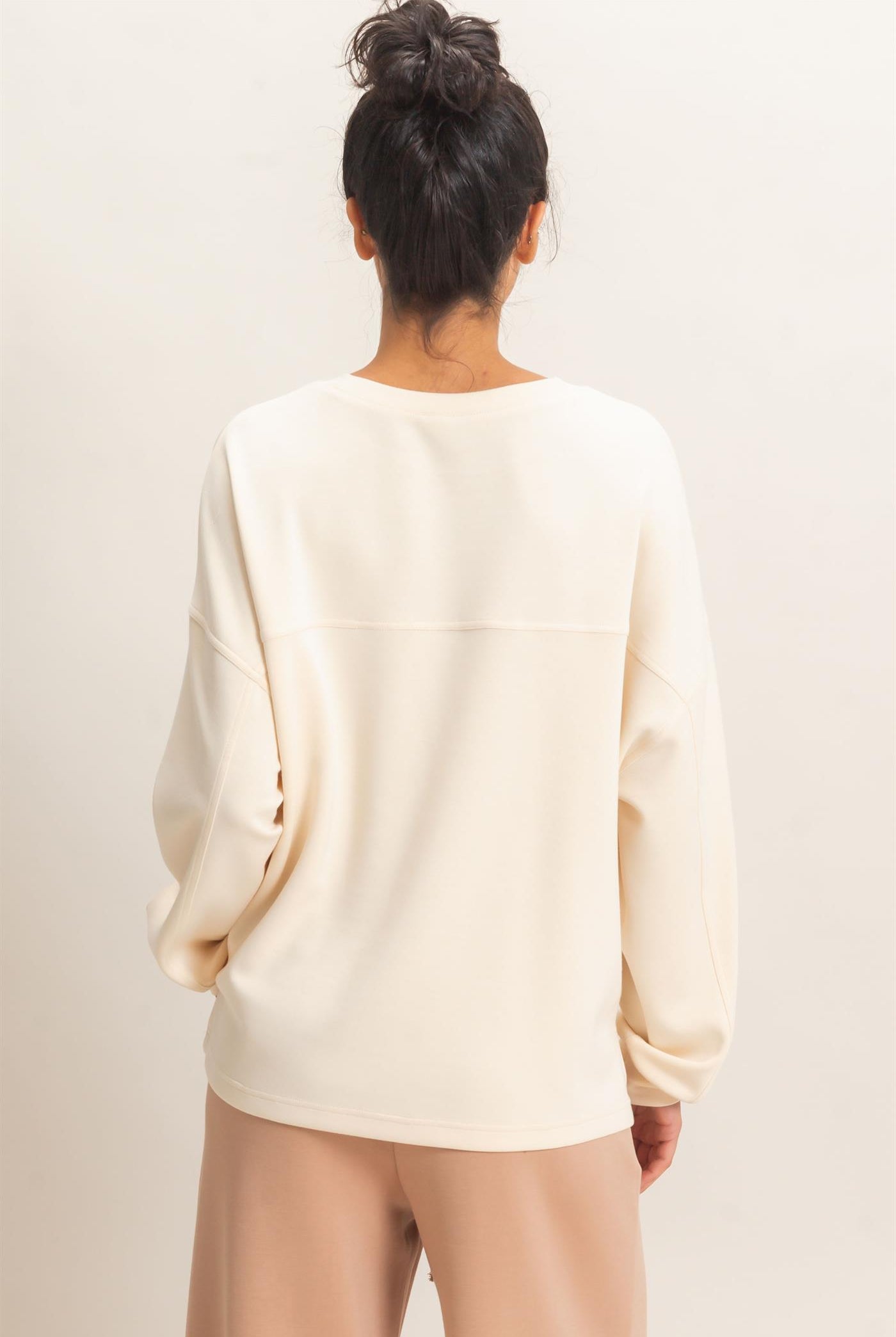 Wholesale Oversized Crew Neck Top Sweatshirts DZ26E388 ALPACA DOUBLE ZERO
