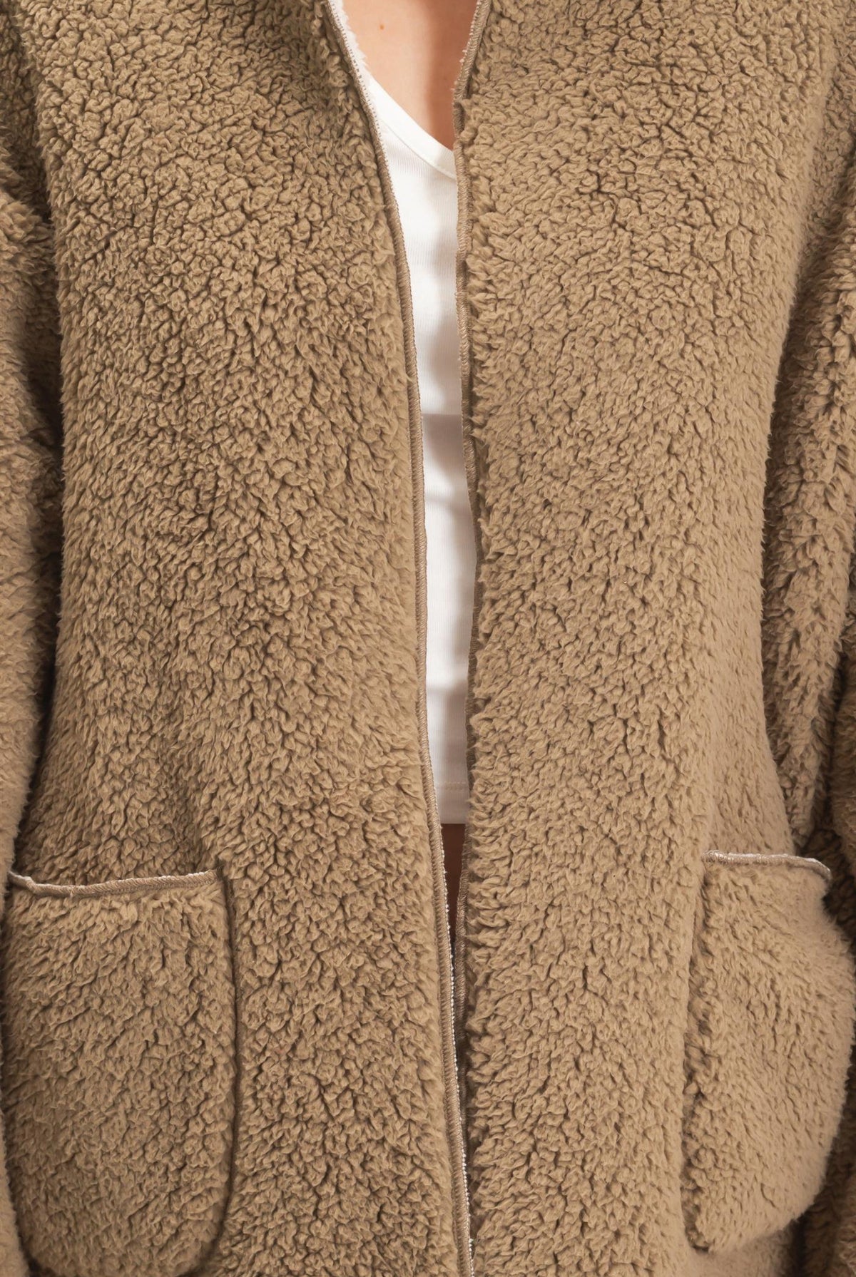 Wholesale Hooded Sherpa Jacket Coats & Jackets HF26E874 LIGHT OLIVE HYFVE