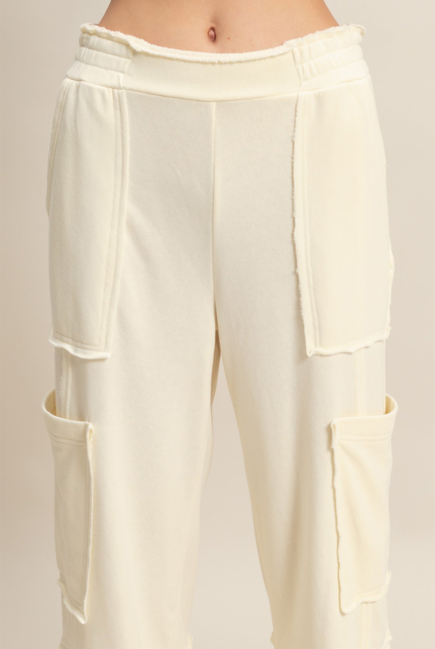 Wholesale Mineral Wash Oversized Utility Sweatpants Sweatpants DZ25C903 CREAM DOUBLE ZERO