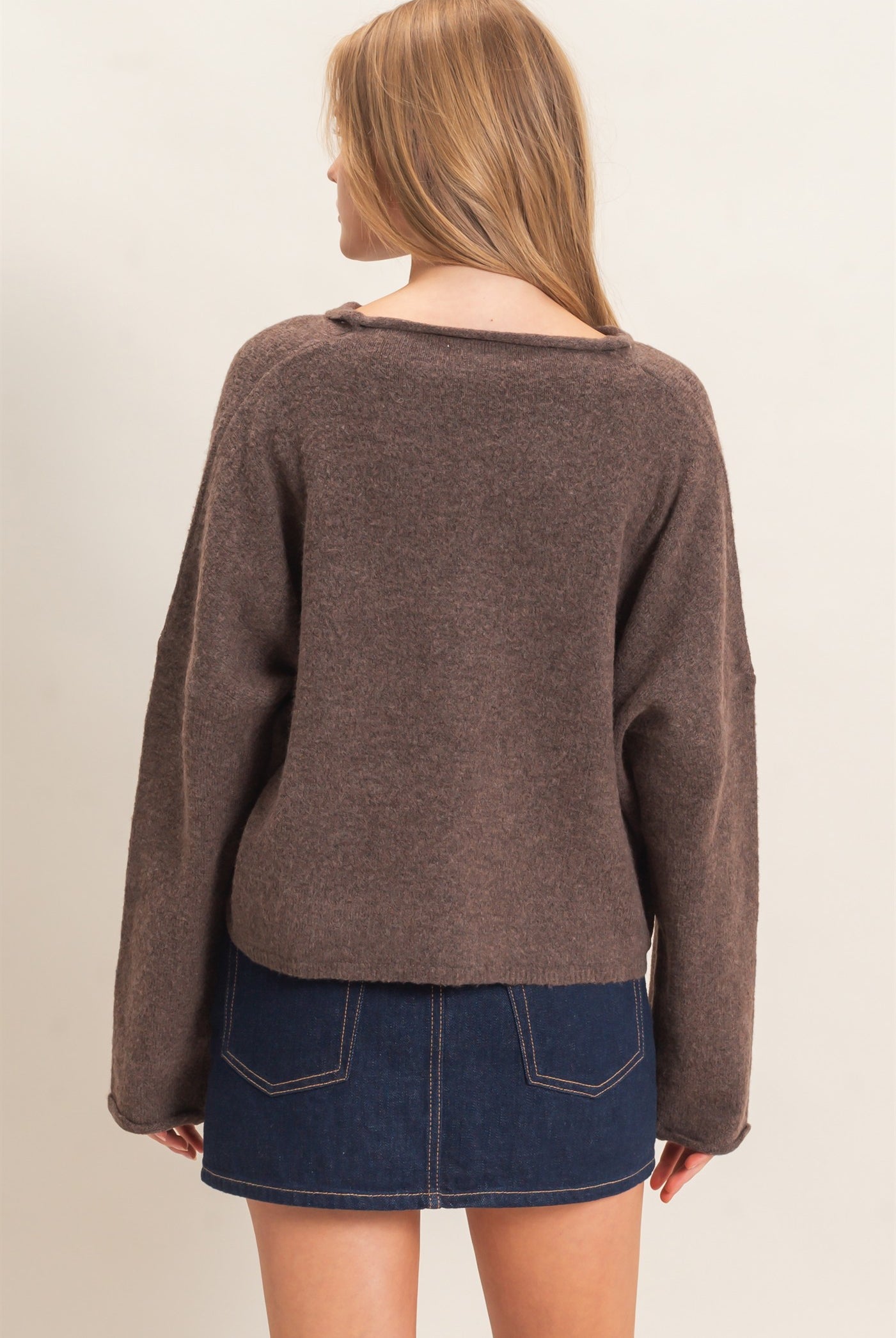 Wholesale Button-Up Collared Sweater Cardigan Cardigans HF26E039 BROWN HYFVE