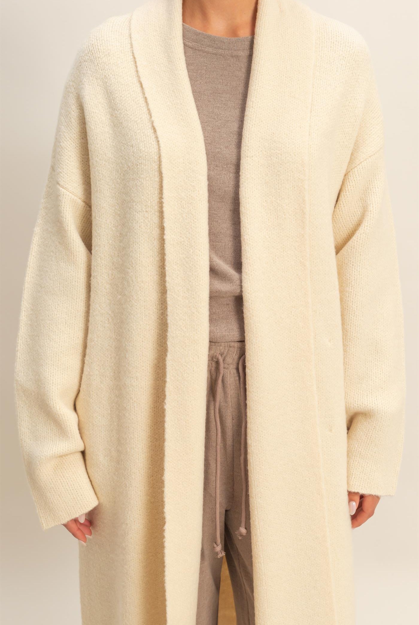 Wholesale Longline Open Front Duster Sweater Cardigans DZ25F435 ALPACA DOUBLE ZERO