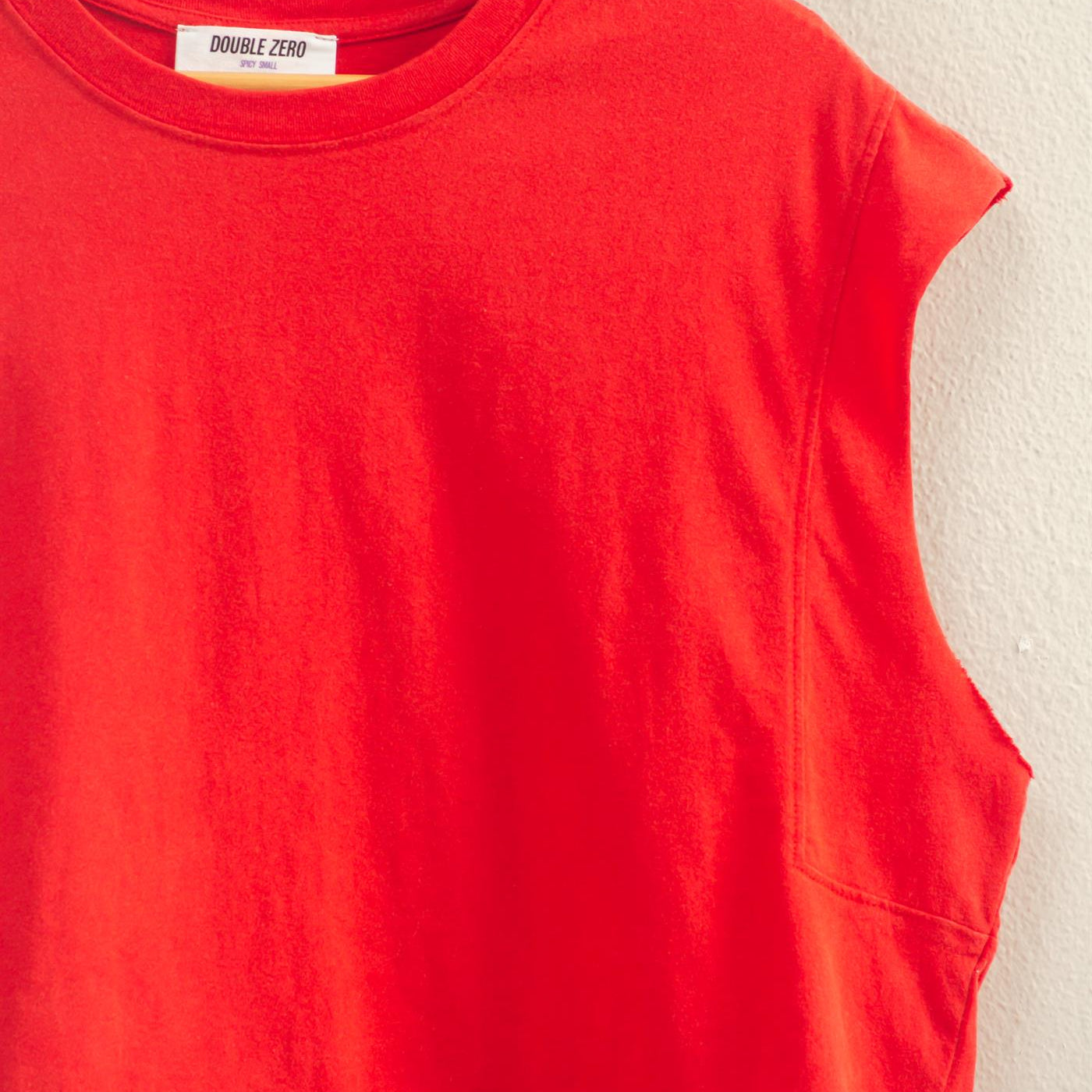Wholesale Crew Neck Boxy Sleeveless Cropped Top Clothing Tops DZ26A224 RED DOUBLE ZERO
