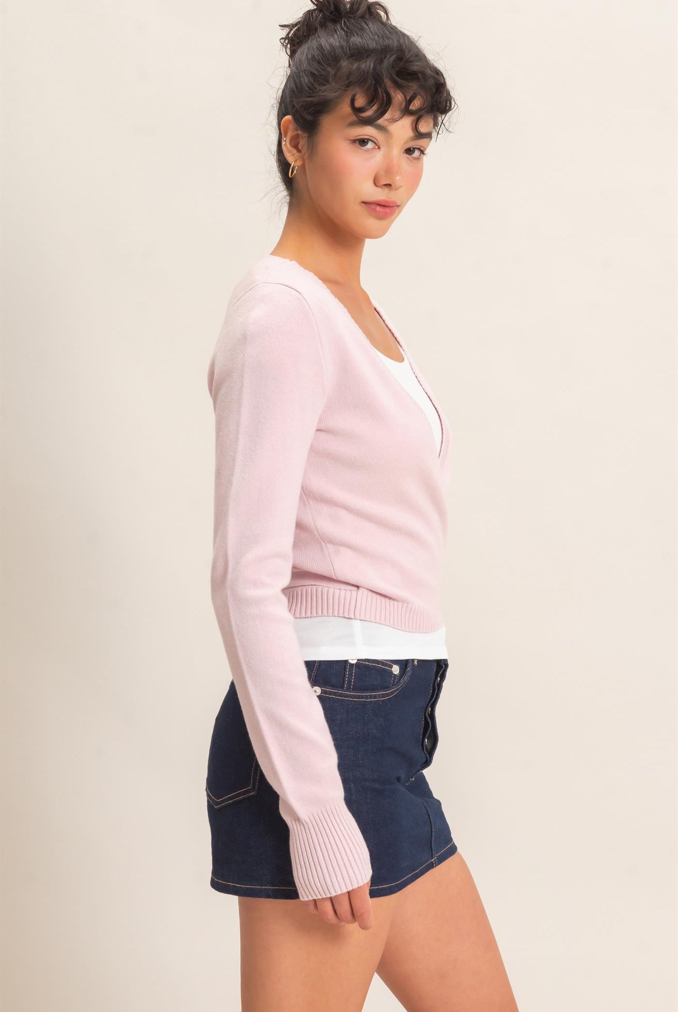 Wholesale Wrap Knit Cardigan Sweaters DZ26F393 LIGHT PINK DOUBLE ZERO