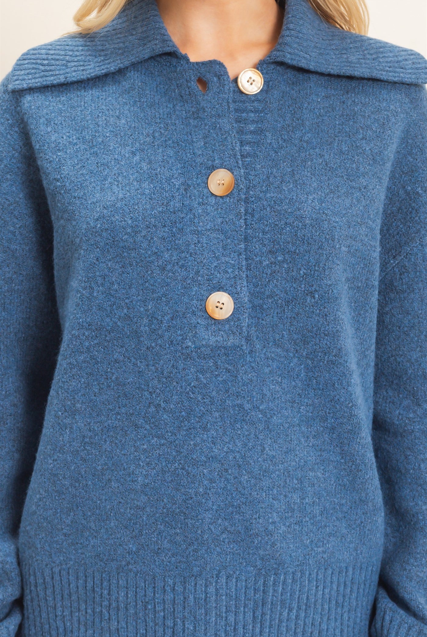 Wholesale Button-Up Collared Sweater Sweaters HF26E752 DARK NAVY HYFVE