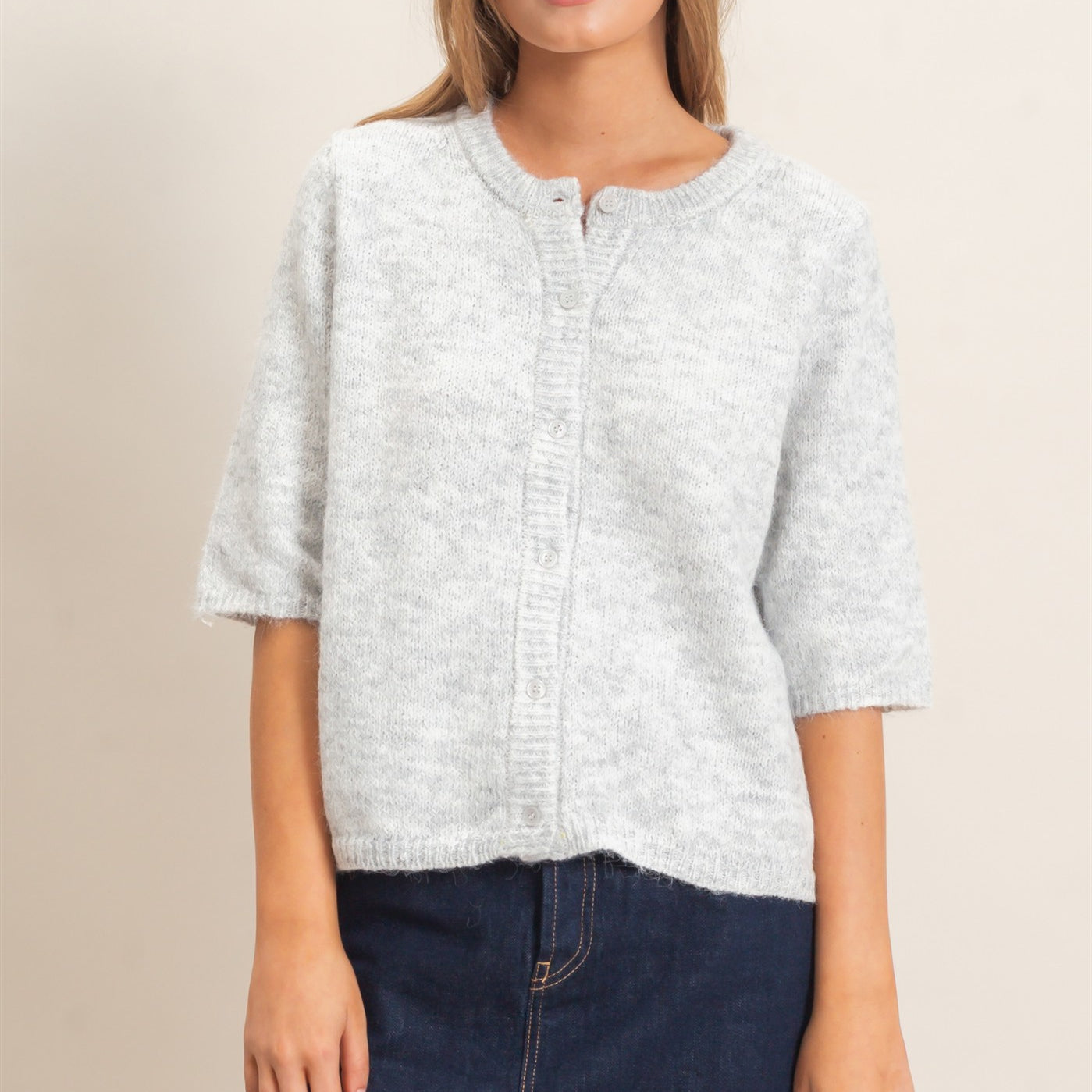 Wholesale Button-Up Cardigan Cardigans HF26E228 HEATHER GRAY HYFVE