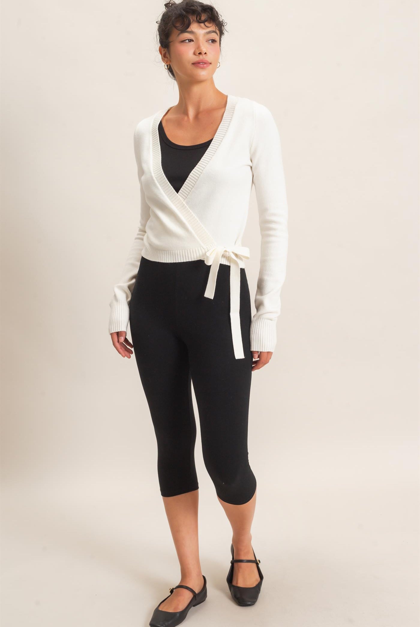 Wholesale Wrap Knit Cardigan Sweaters DZ26F393 WHIP CREAM DOUBLE ZERO