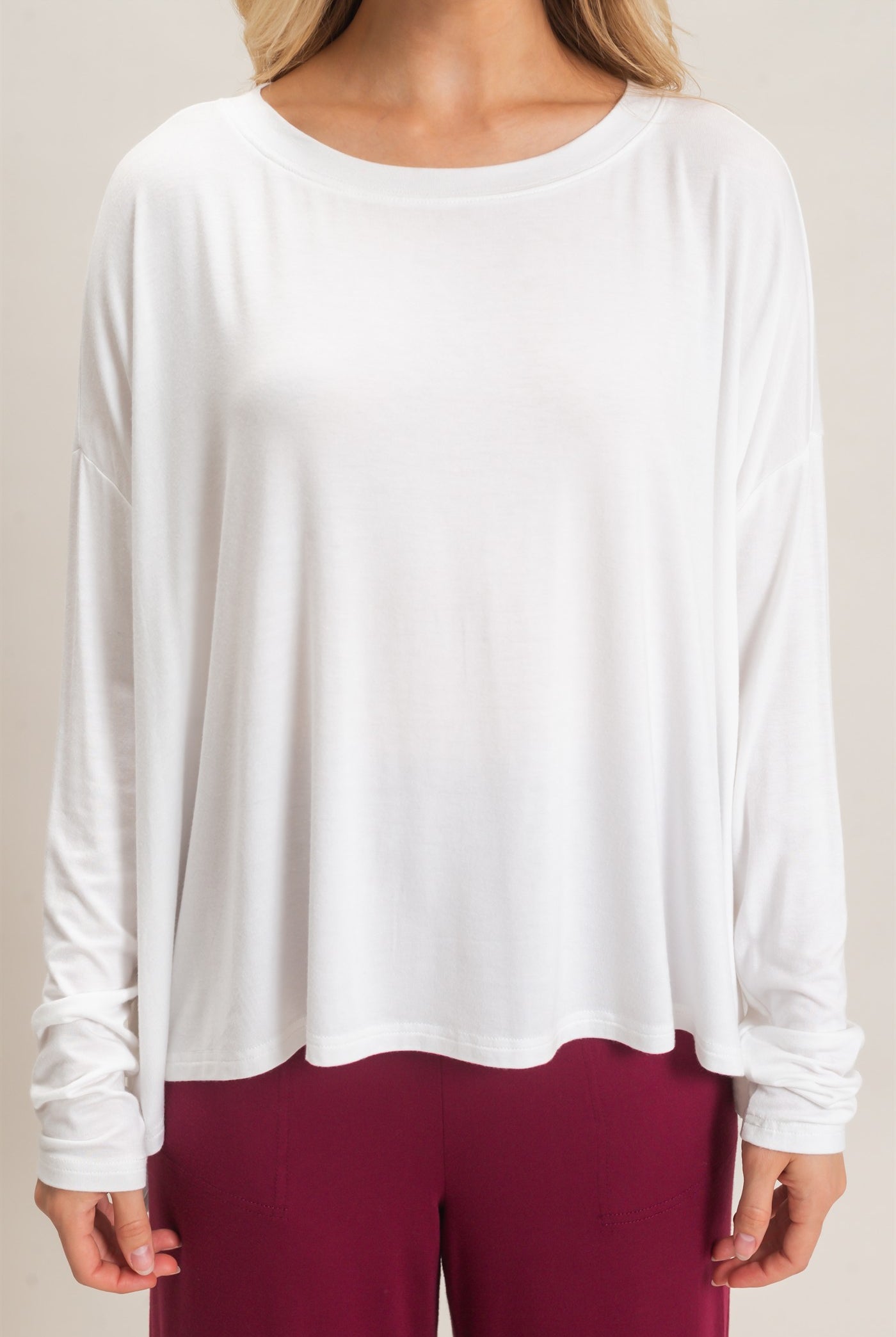 Wholesale Boat Neck Boxy Top Clothing Tops HF26F298 OFF WHITE HYFVE