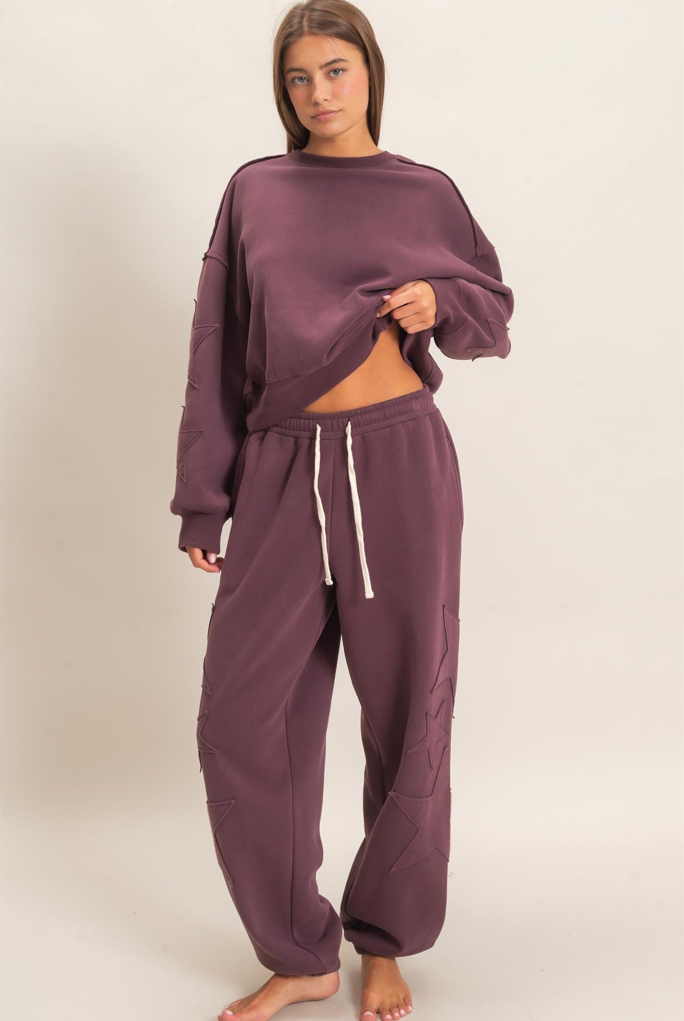 Wholesale Star Patch Jogger Pants Joggers DZ26E889 COCOA DOUBLE ZERO