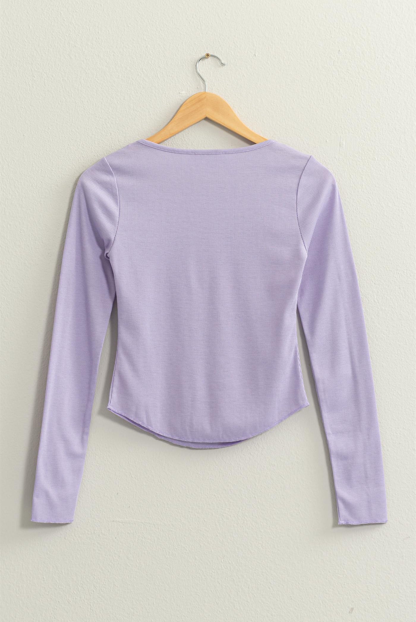 Wholesale Ribbed Long Sleeve Button Front Top Clothing Tops DZ25A025 TARO DOUBLE ZERO