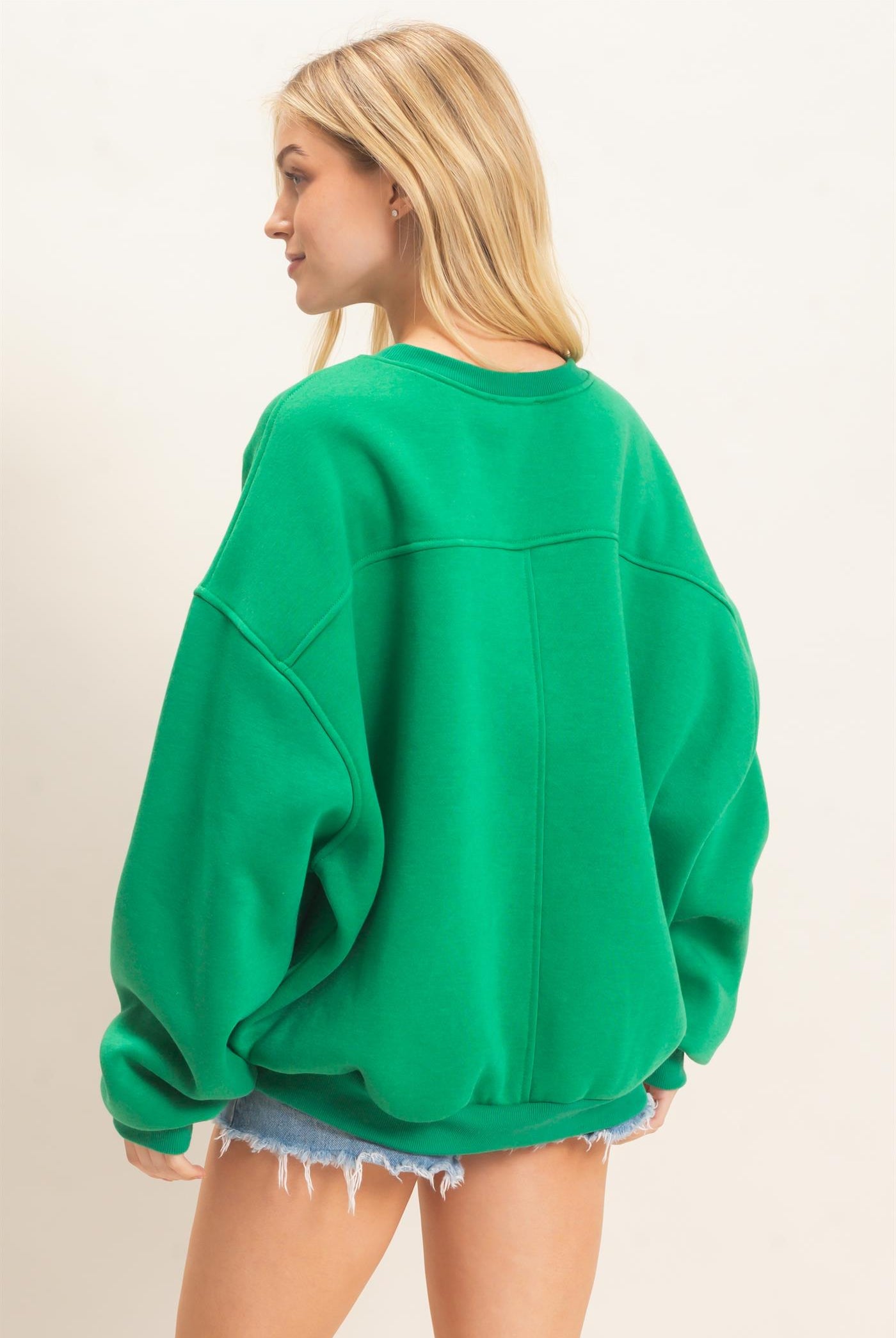 Wholesale Oversized Dropped Shoulder Sweatshirt Sweatshirts HF26F141 GREEN HYFVE