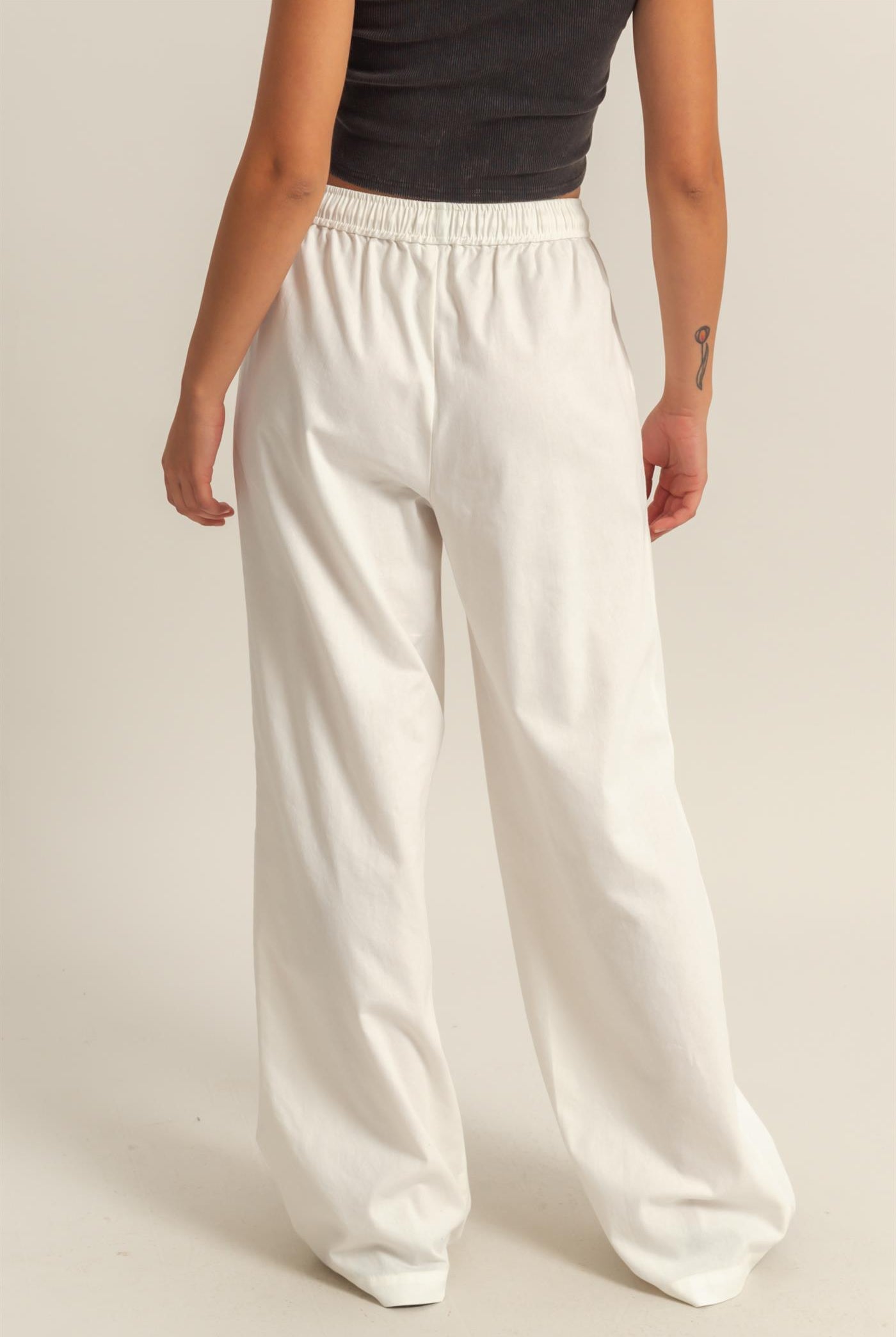 Wholesale Drawstring Waist Straight Leg Pants Pants DZ24A339 CREAM DOUBLE ZERO