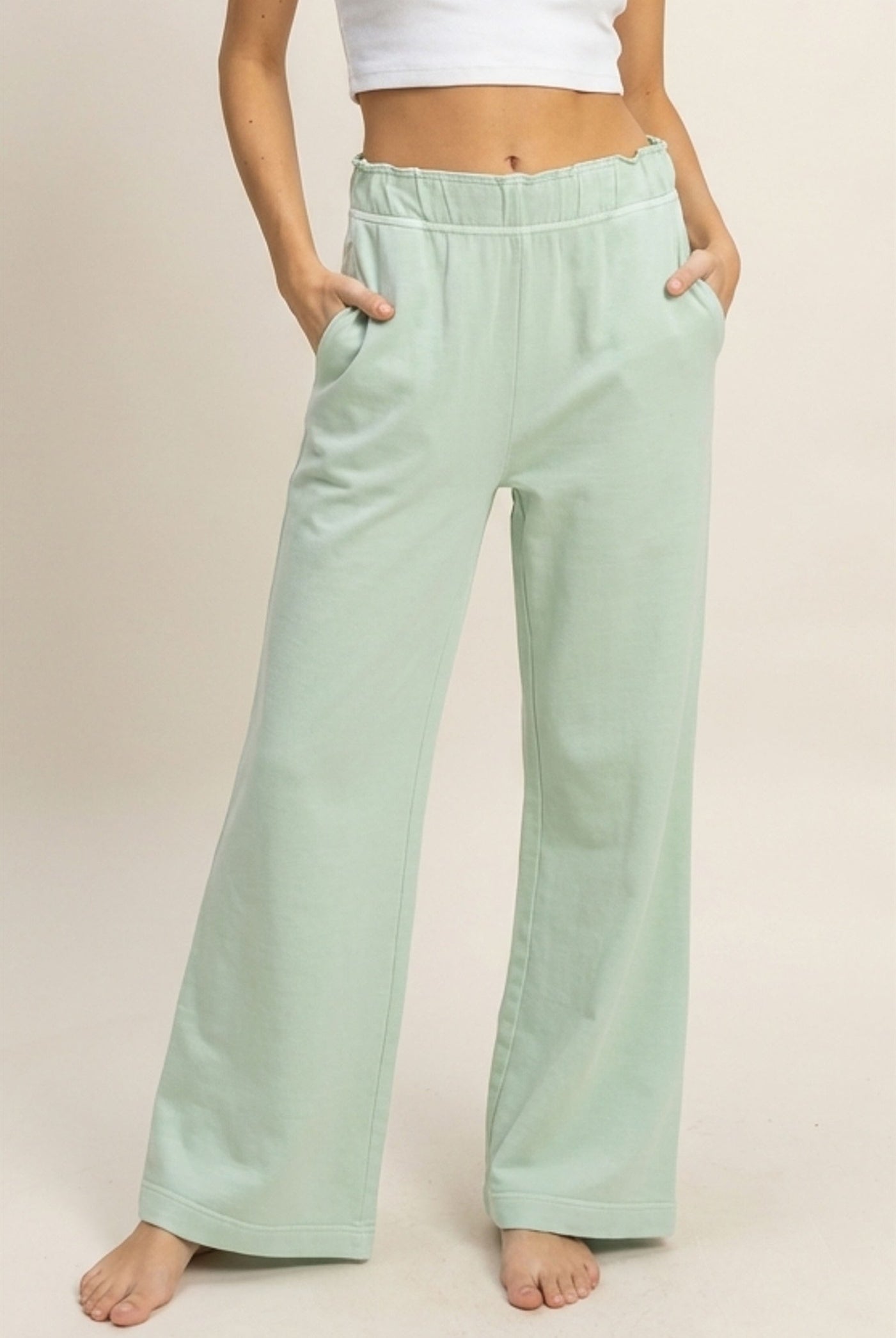 Wholesale High Waist Flare Pants Pants DZ24C346-D MINT DOUBLE ZERO