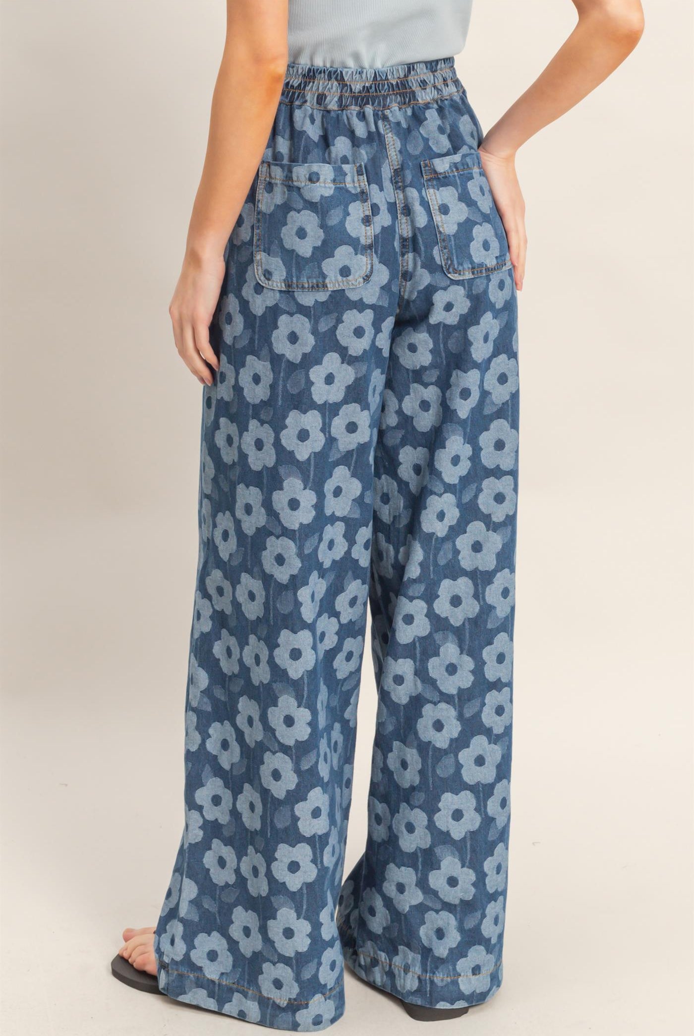 Wholesale Floral Wide-Leg Pants Pants HF26A818 MEDIUM BLUE HYFVE