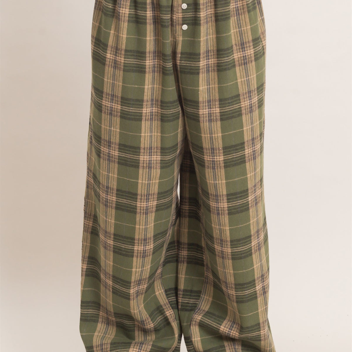 Wholesale Plaid Wide-Leg Pants Pants DZ26F271 OLIVE DOUBLE ZERO