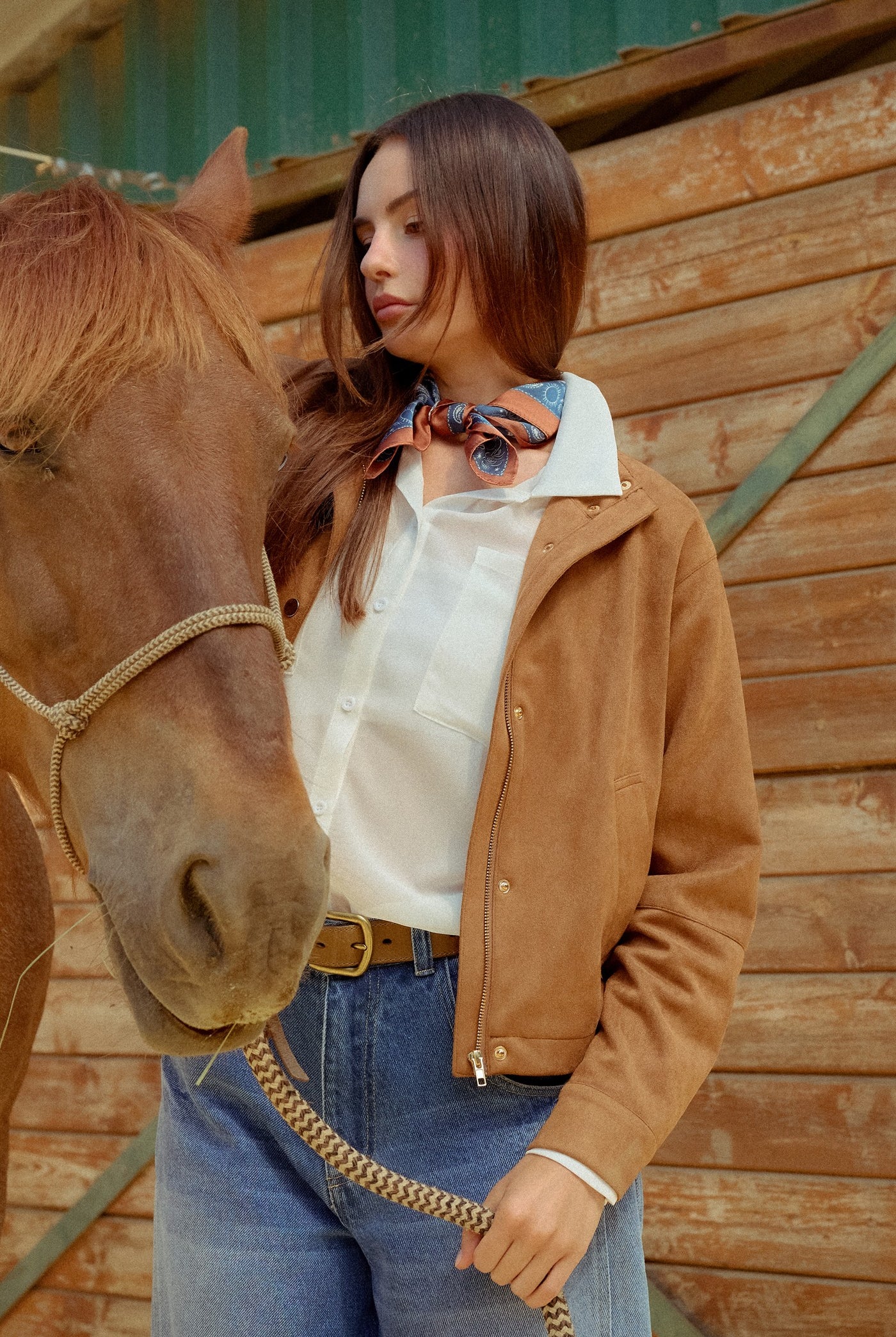 Wholesale Collar Suede Snap Jacket Coats & Jackets HF26E373 CAMEL HYFVE