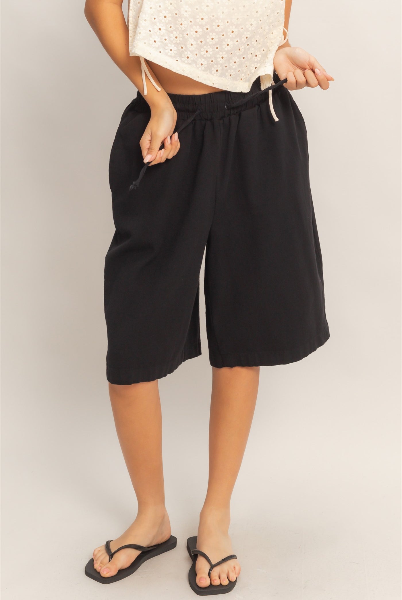 Wholesale Elastic Waistband Shorts Shorts HF26E445 BLACK HYFVE