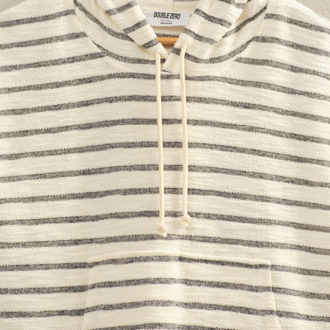 Wholesale Striped Hooded Top With Pocket Clothing Tops DZ26A755 BLACK HYFVE