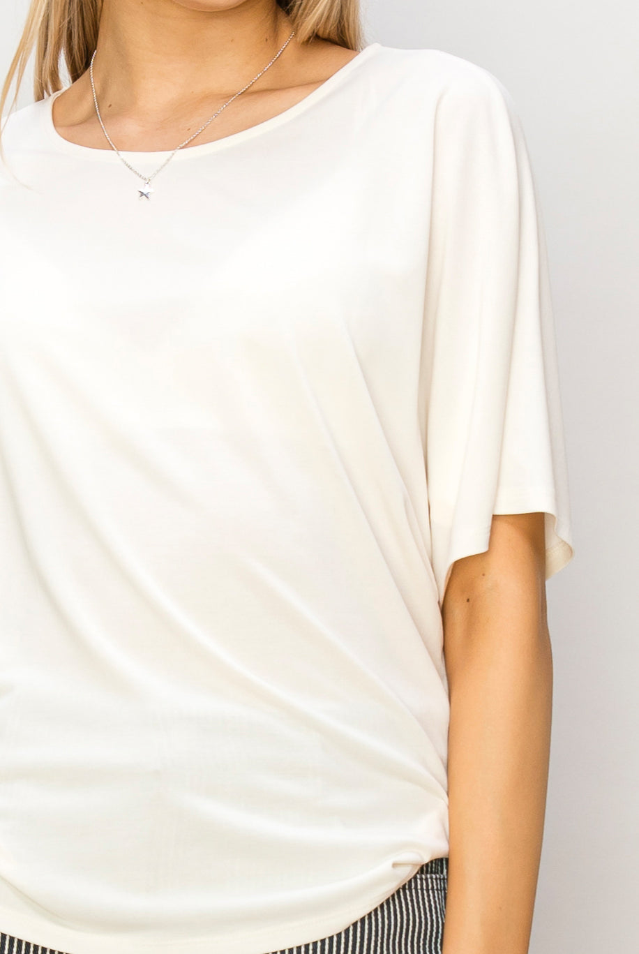 Wholesale D-Elbow Length Dolman Sleeve Top Clothing Tops DZ24C199-D WHIP CREAM DOUBLE ZERO