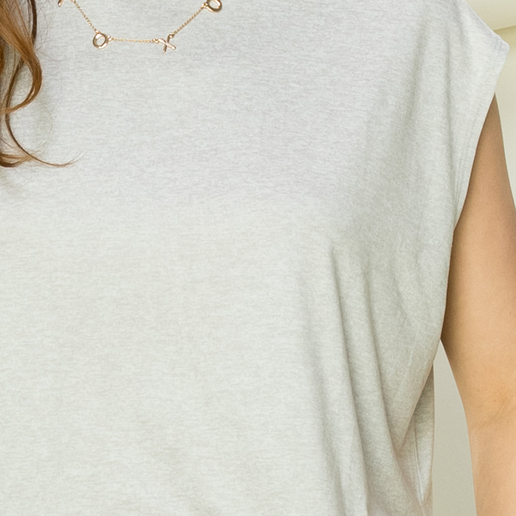 Wholesale Crew Neck Cropped Top Clothing Tops DZ22E688 LIGHT HEATHER GRAY DOUBLE ZERO