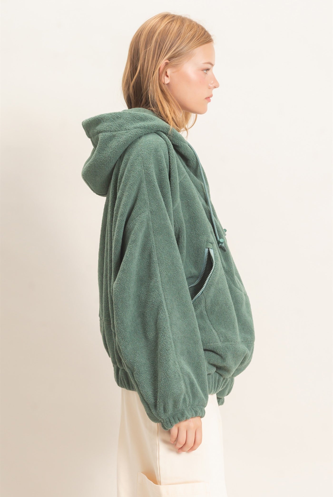 Wholesale Half-Zip Fleece Hoodie Hoodies HF26E561 PISTACHIO HYFVE