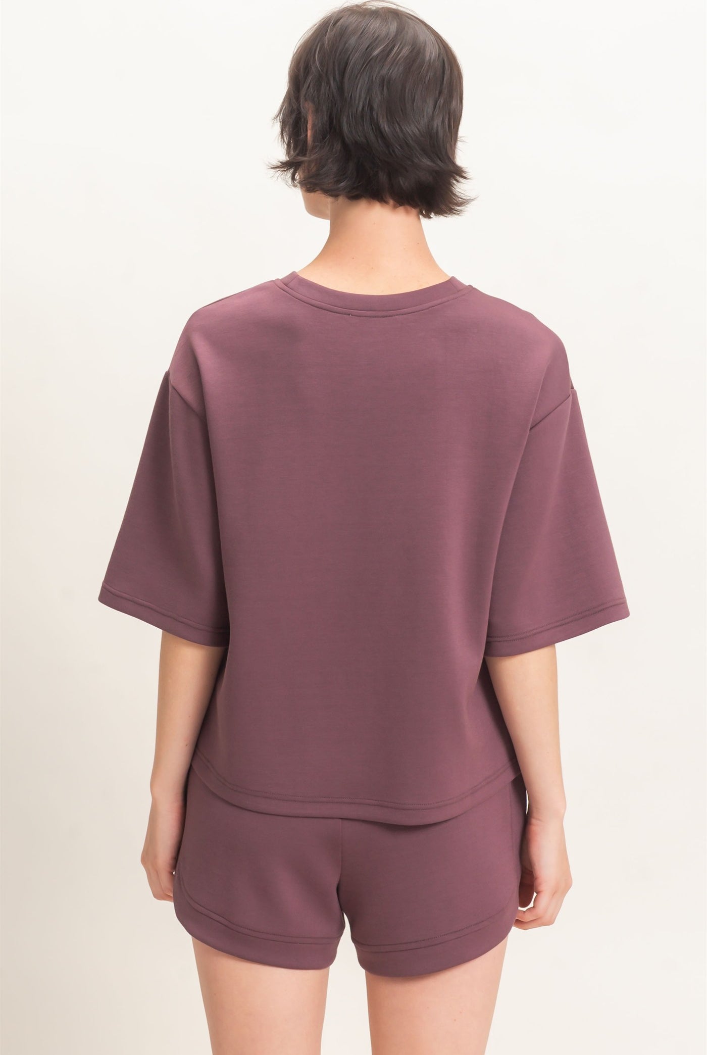 Wholesale Loose Fit Crew Neck Short Sleeve Top Clothing Tops DZ26C965 COCOA DOUBLE ZERO