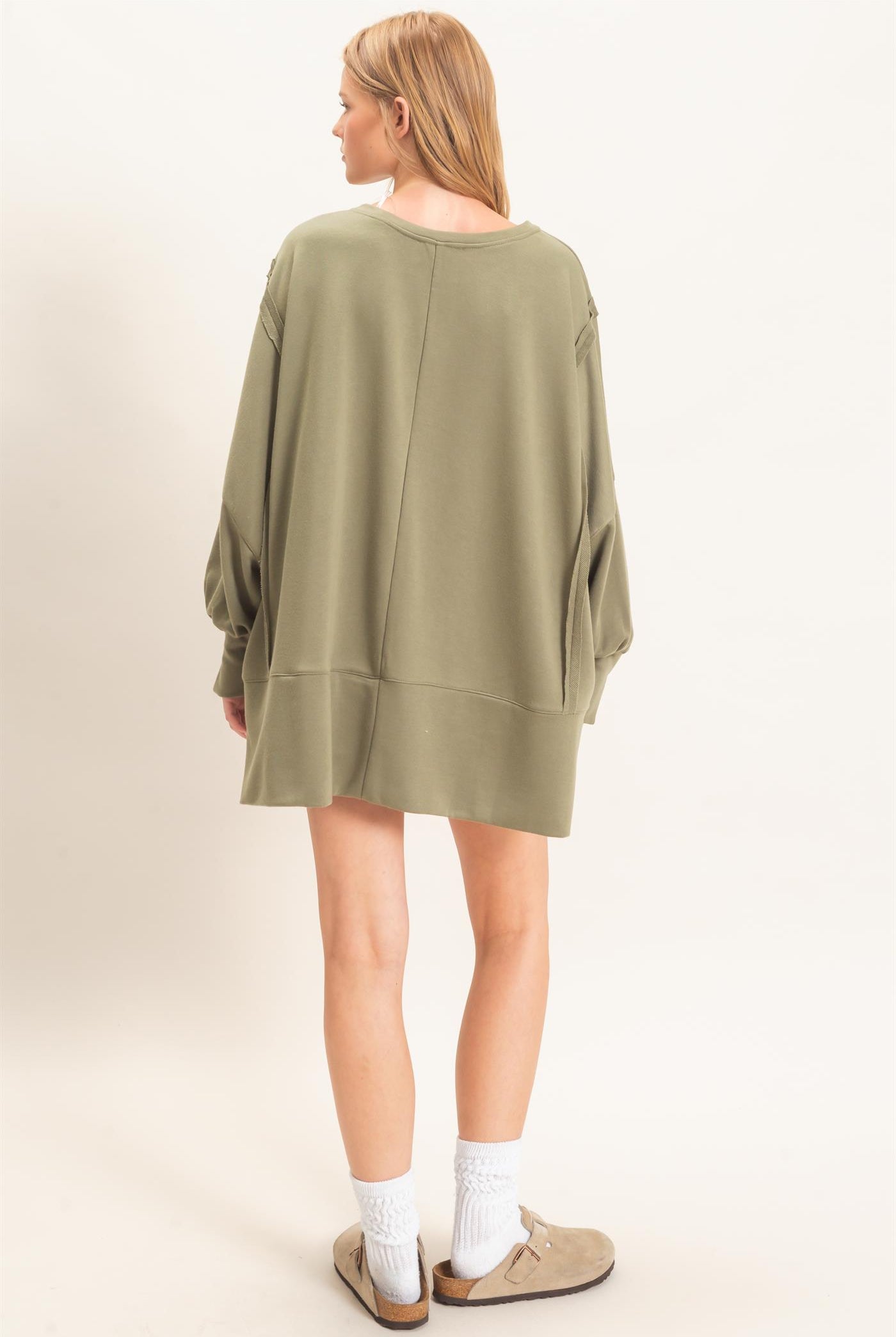 Wholesale Oversized Crew Neck Sweatshirt Sweatshirts HF26F132 OLIVE HYFVE