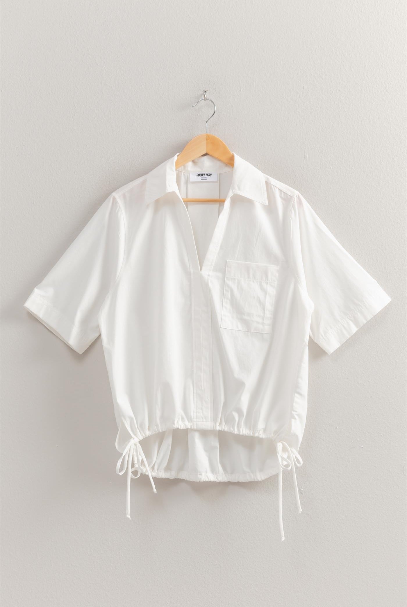 Wholesale Bubble Hem Relaxed Fit Shirt Polos DZ25E081 WHITE DOUBLE ZERO