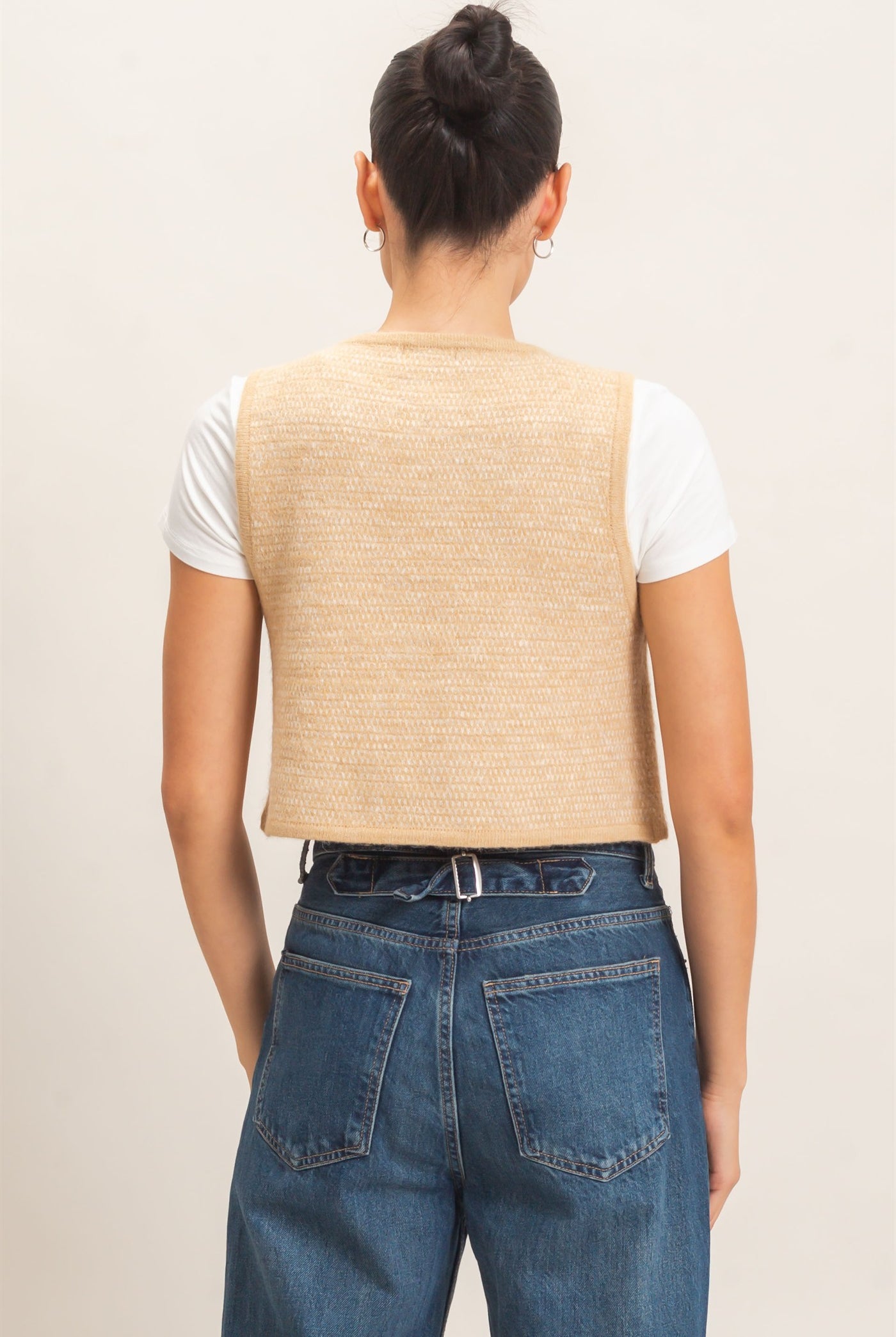 Wholesale Sweater Vest With Front Ties Sweaters HF26E140 TAUPE HYFVE